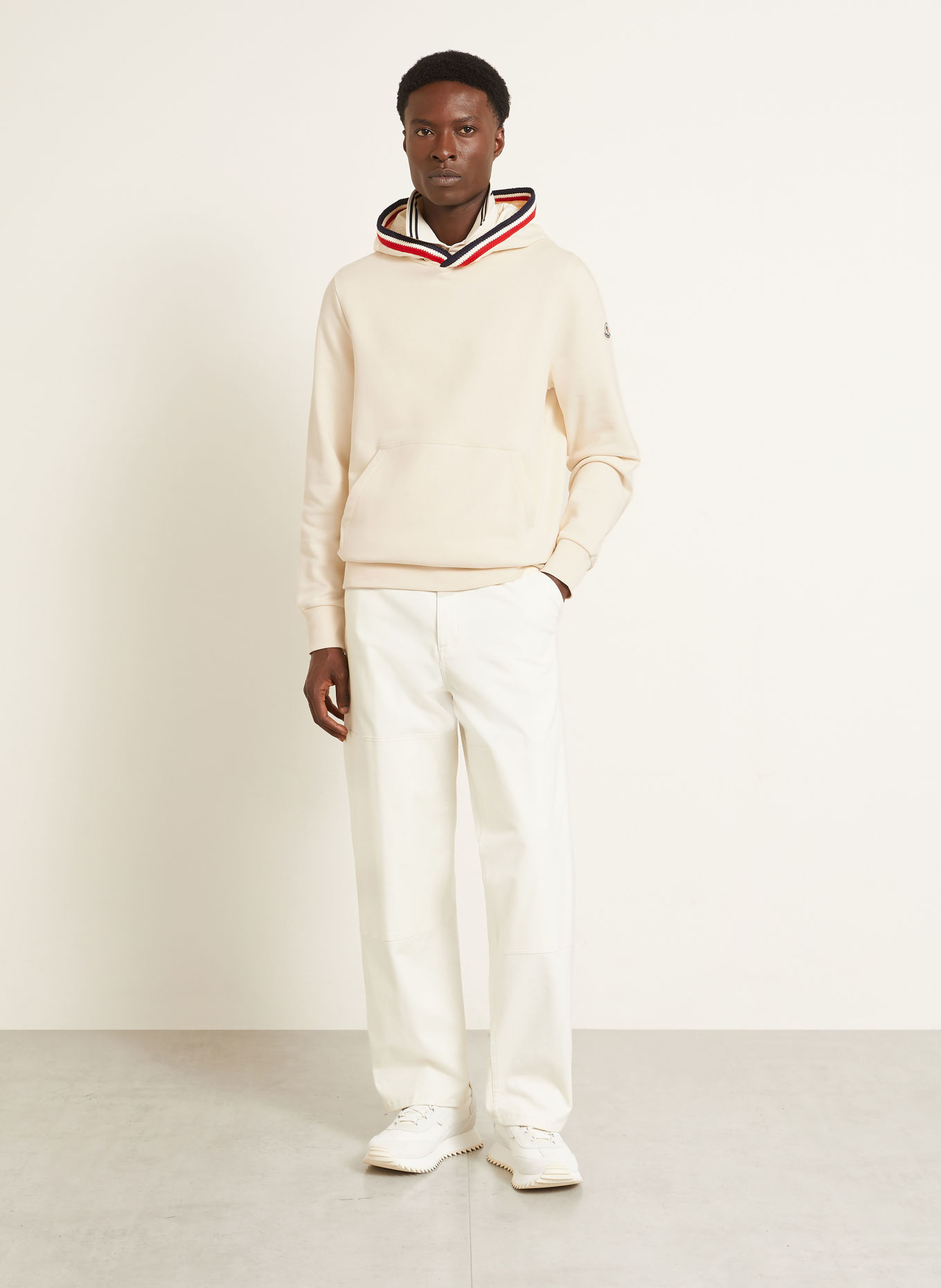 MONCLER Sweat à capuche: ÉCRU / ROUGE FONCÉ / BLEU FONCÉ