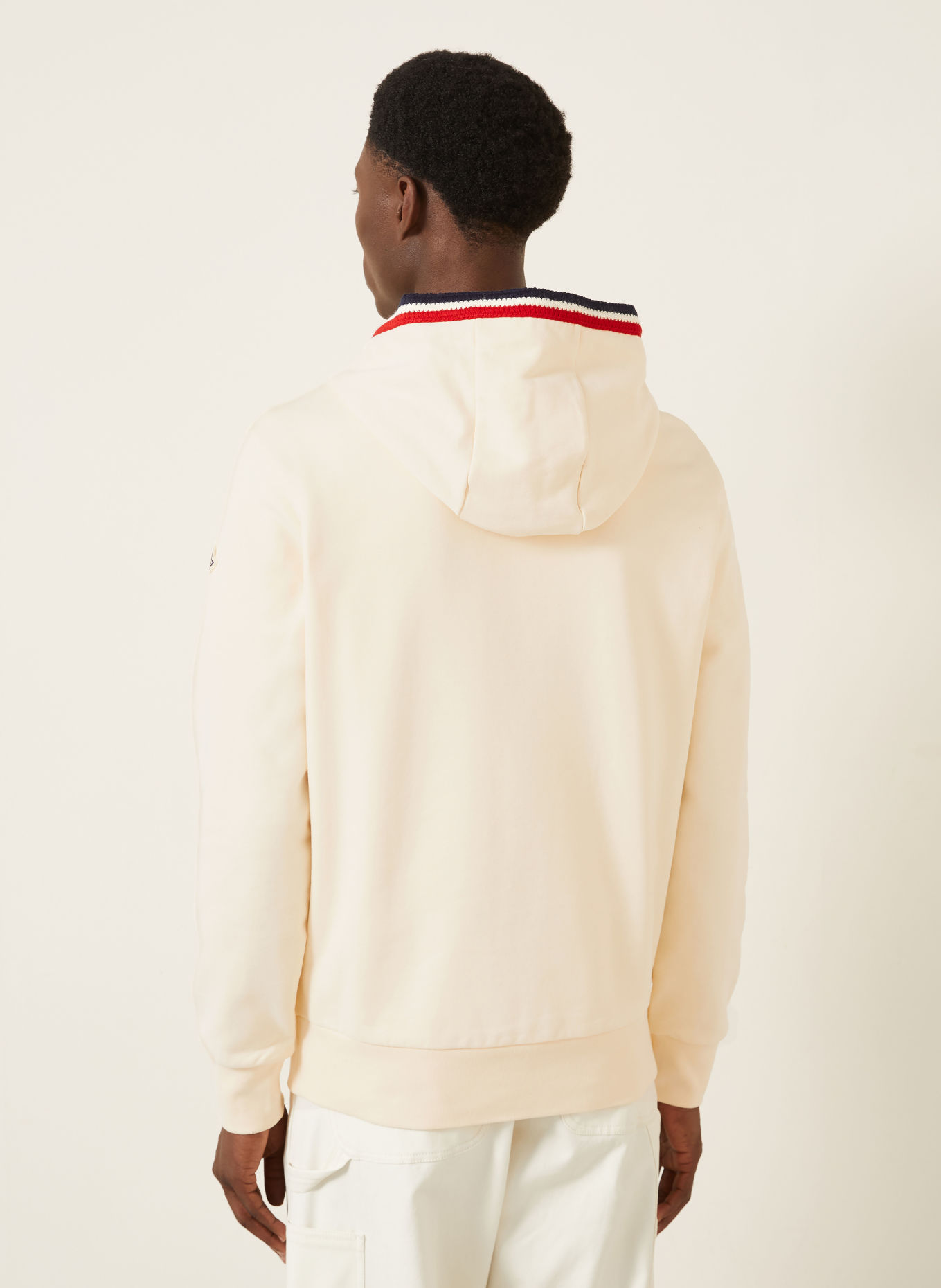 MONCLER Sweat à capuche: ÉCRU / ROUGE FONCÉ / BLEU FONCÉ