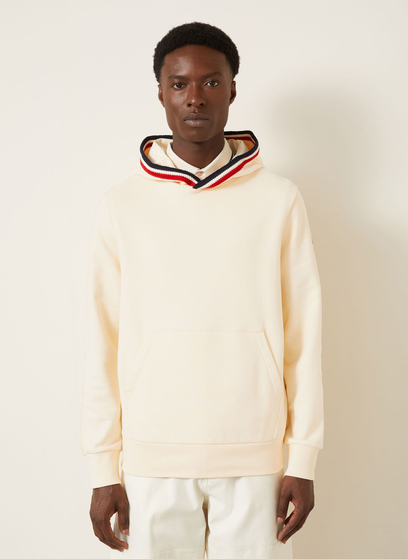 MONCLER Sweat à capuche: ÉCRU / ROUGE FONCÉ / BLEU FONCÉ