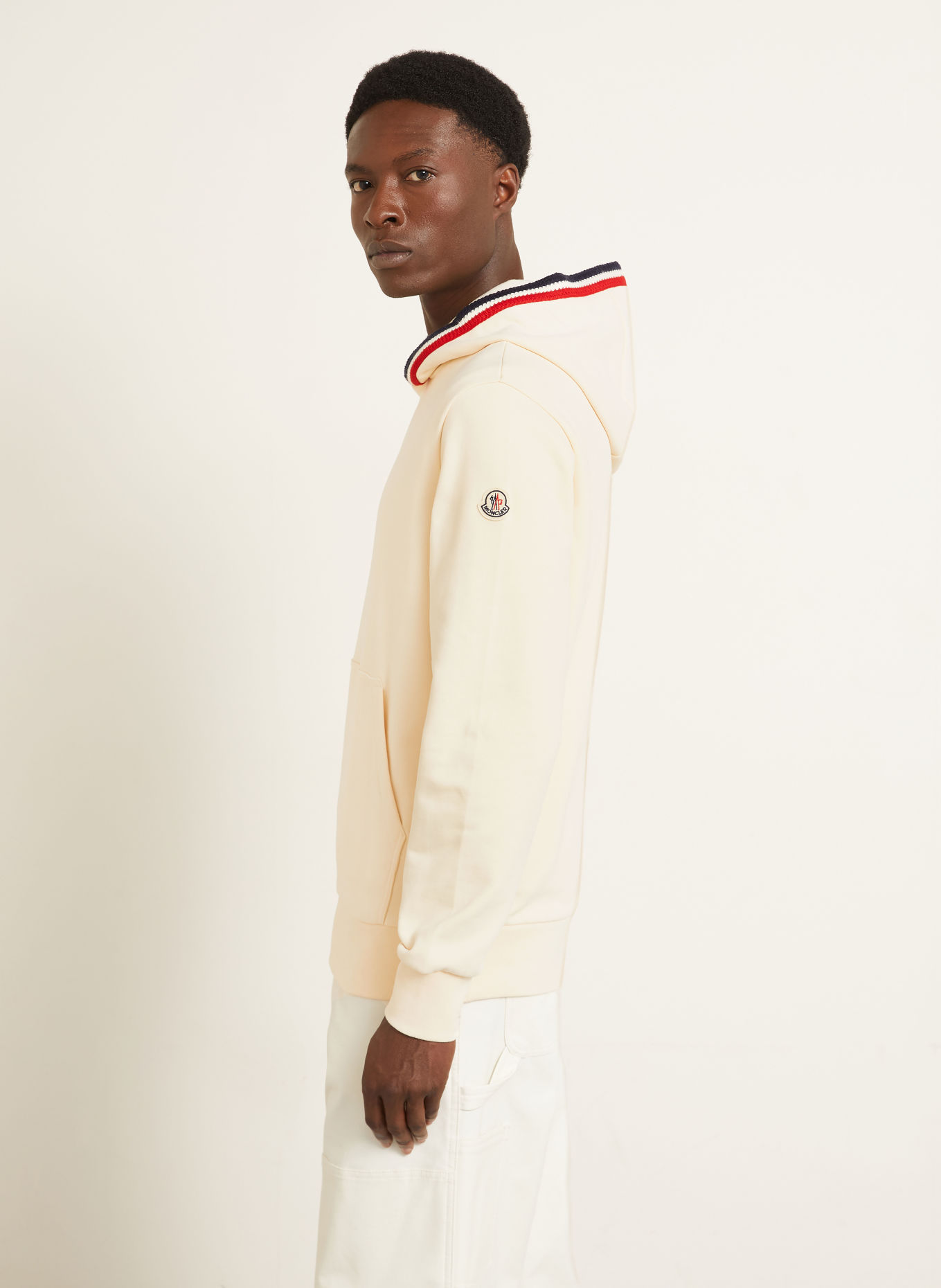 MONCLER Sweat à capuche: ÉCRU / ROUGE FONCÉ / BLEU FONCÉ
