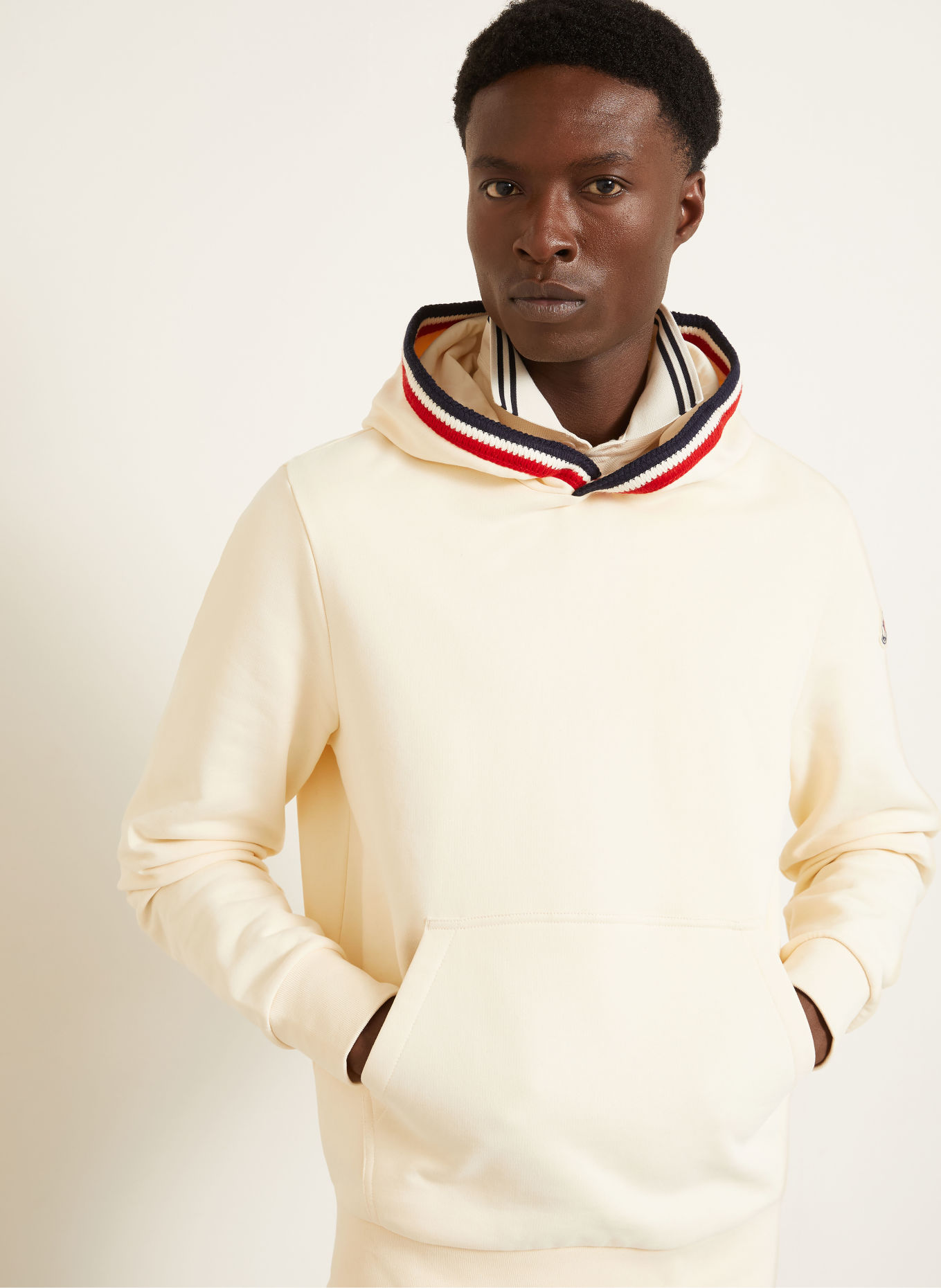 MONCLER Sweat à capuche: ÉCRU / ROUGE FONCÉ / BLEU FONCÉ