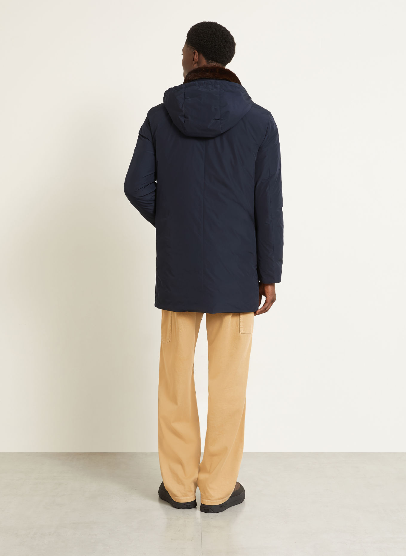 MONCLER OKEFEN Down parka with Detachable Hood: DARK BLUE