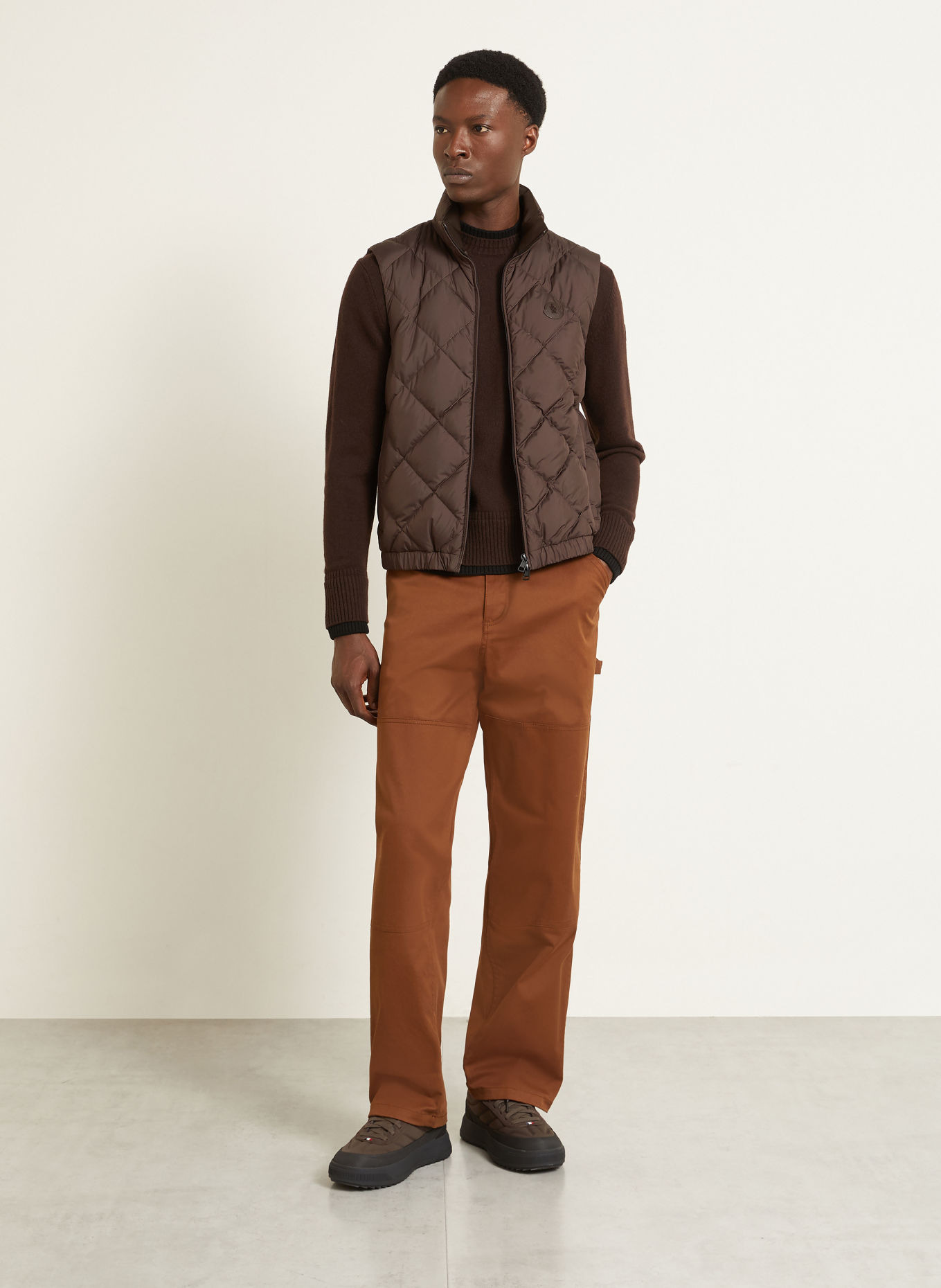 MONCLER CHOBE Down vest: DARK BROWN