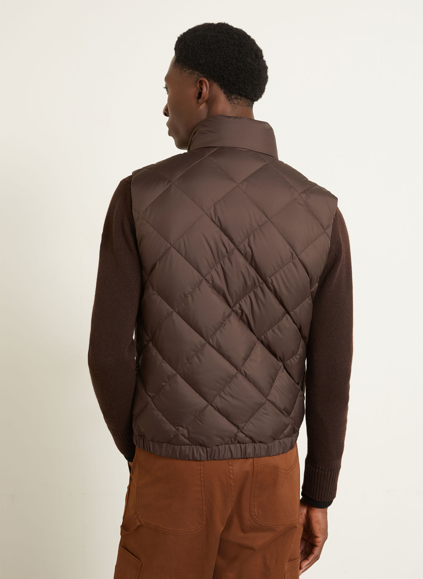 MONCLER CHOBE Down vest: DARK BROWN