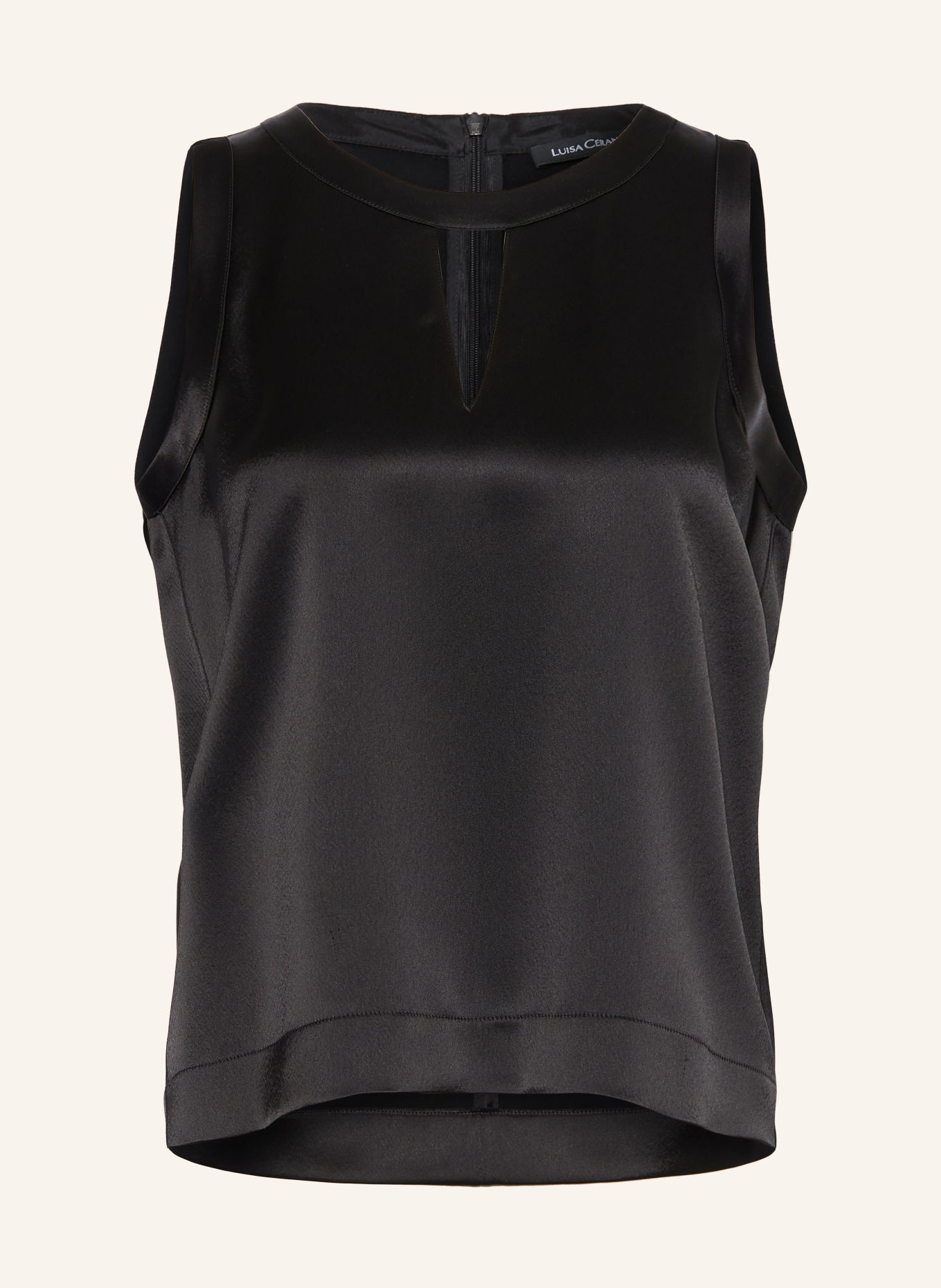 LUISA CERANO Blouse sans manches en satin: NOIR