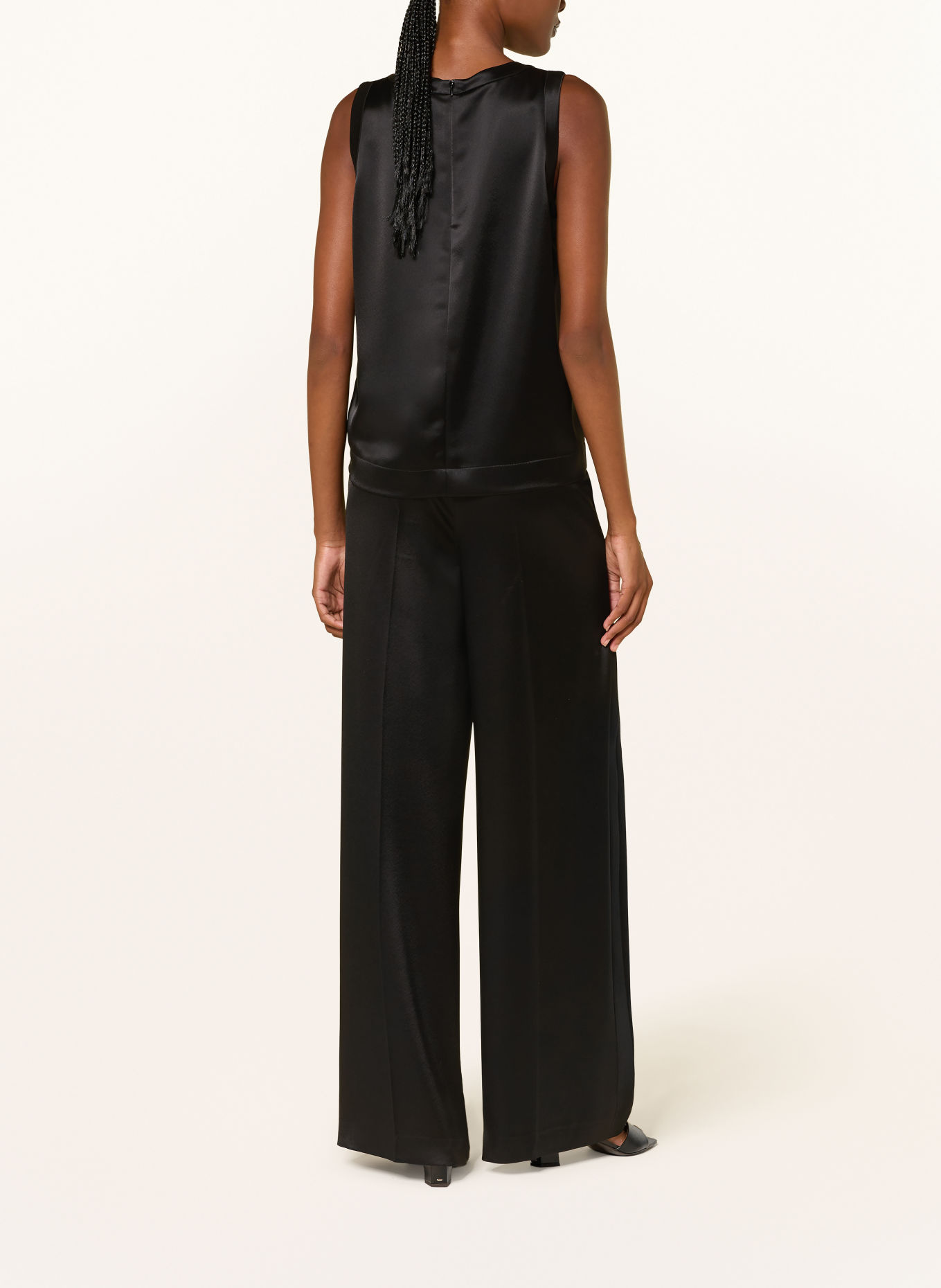LUISA CERANO Blouse sans manches en satin: NOIR