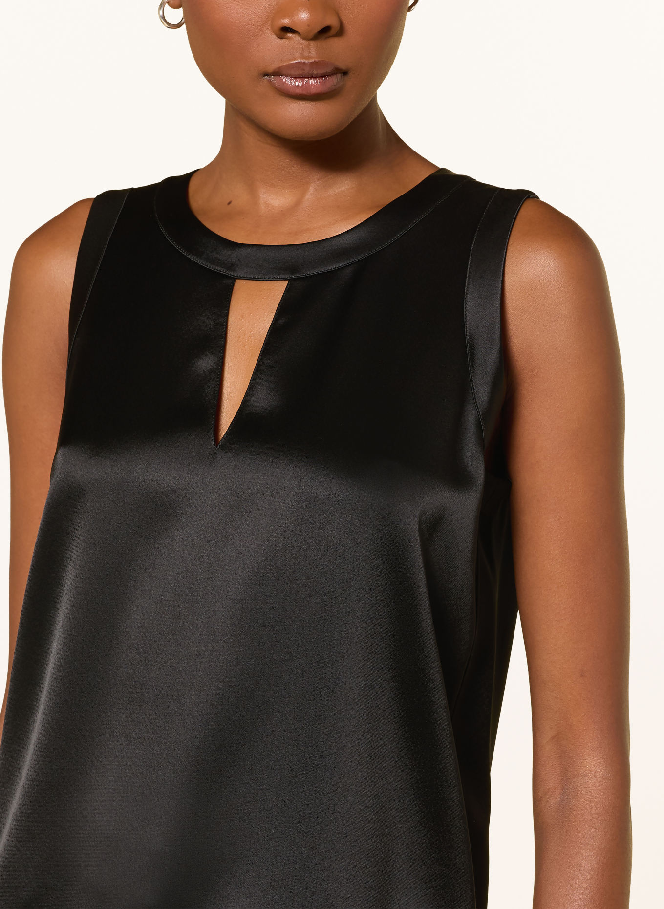 LUISA CERANO Blouse sans manches en satin: NOIR