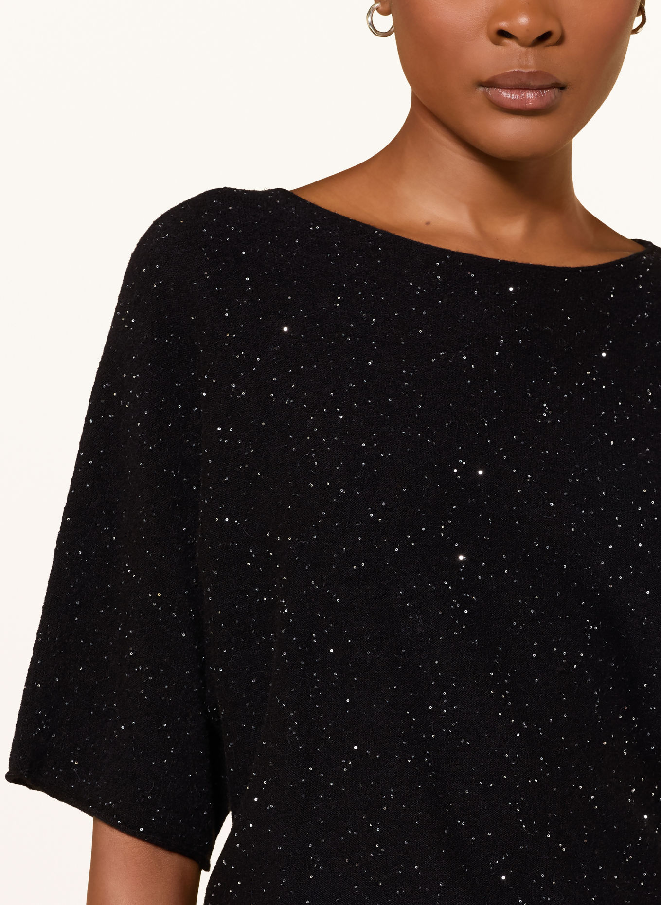 LUISA CERANO Strickshirt mit Pailletten: SCHWARZ
