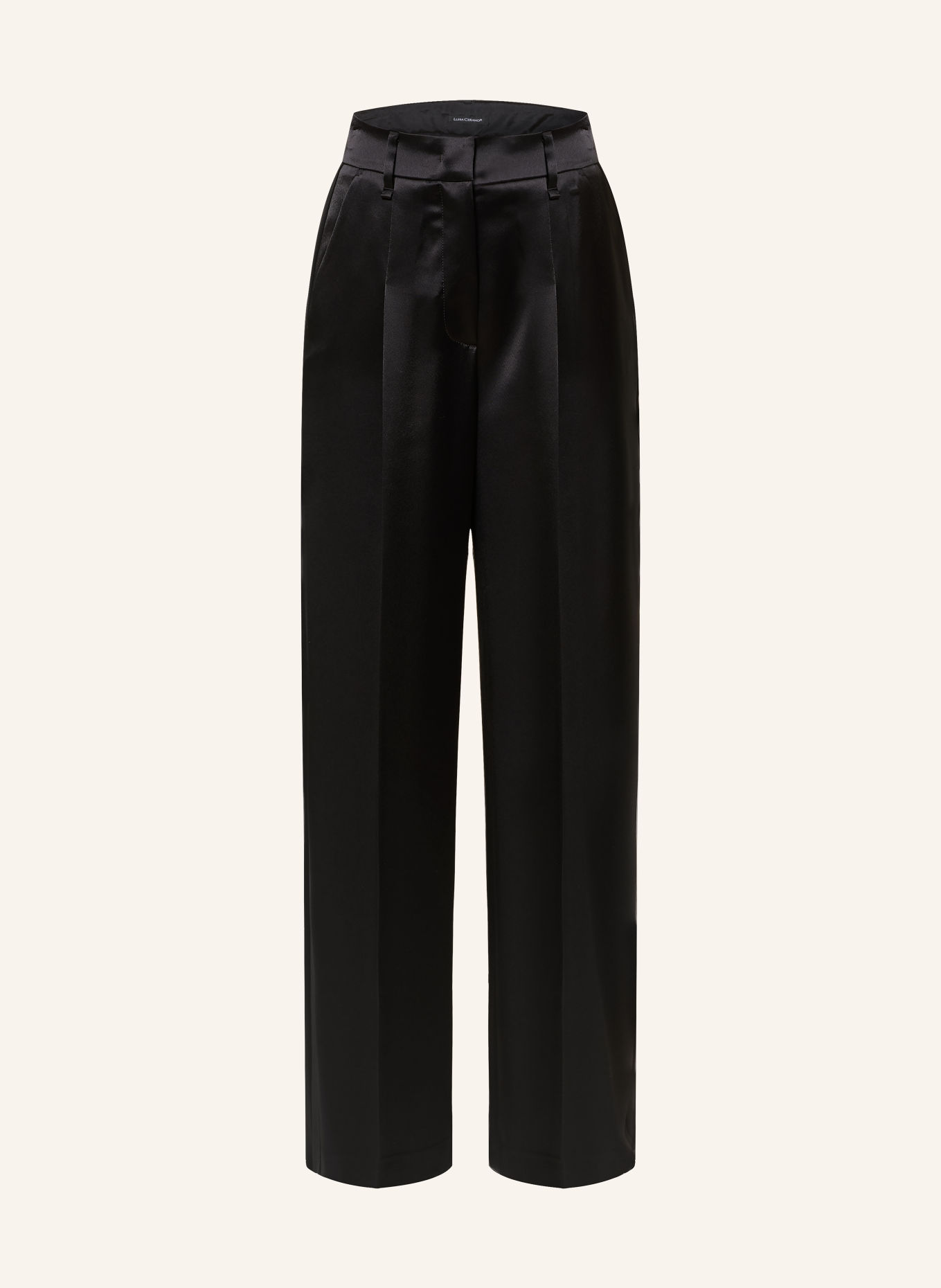 LUISA CERANO Pantalon palazzo en satin avec bandes de galon: NOIR