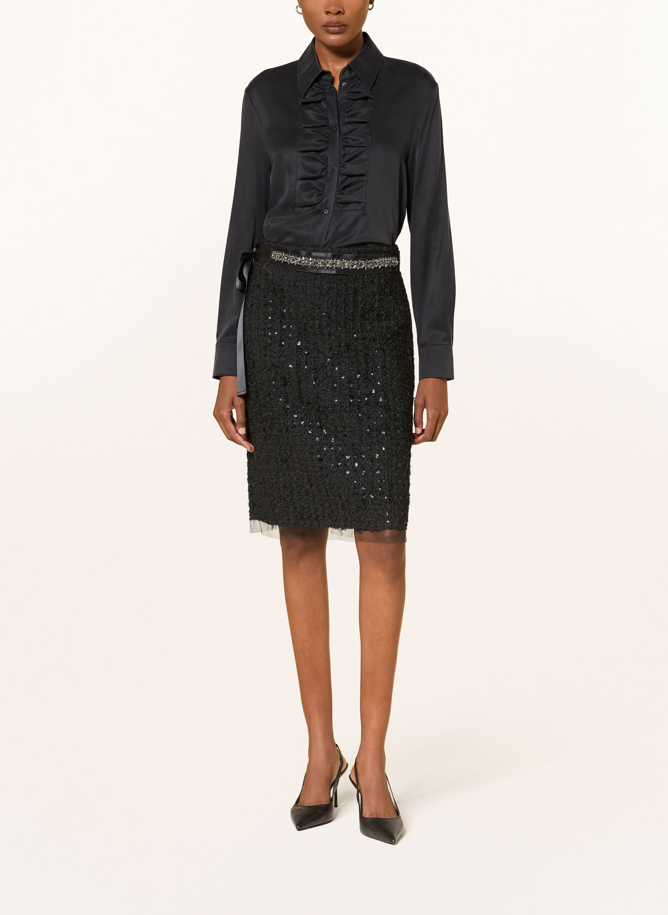 LUISA CERANO Overhemdblouse met zijde: ZWART