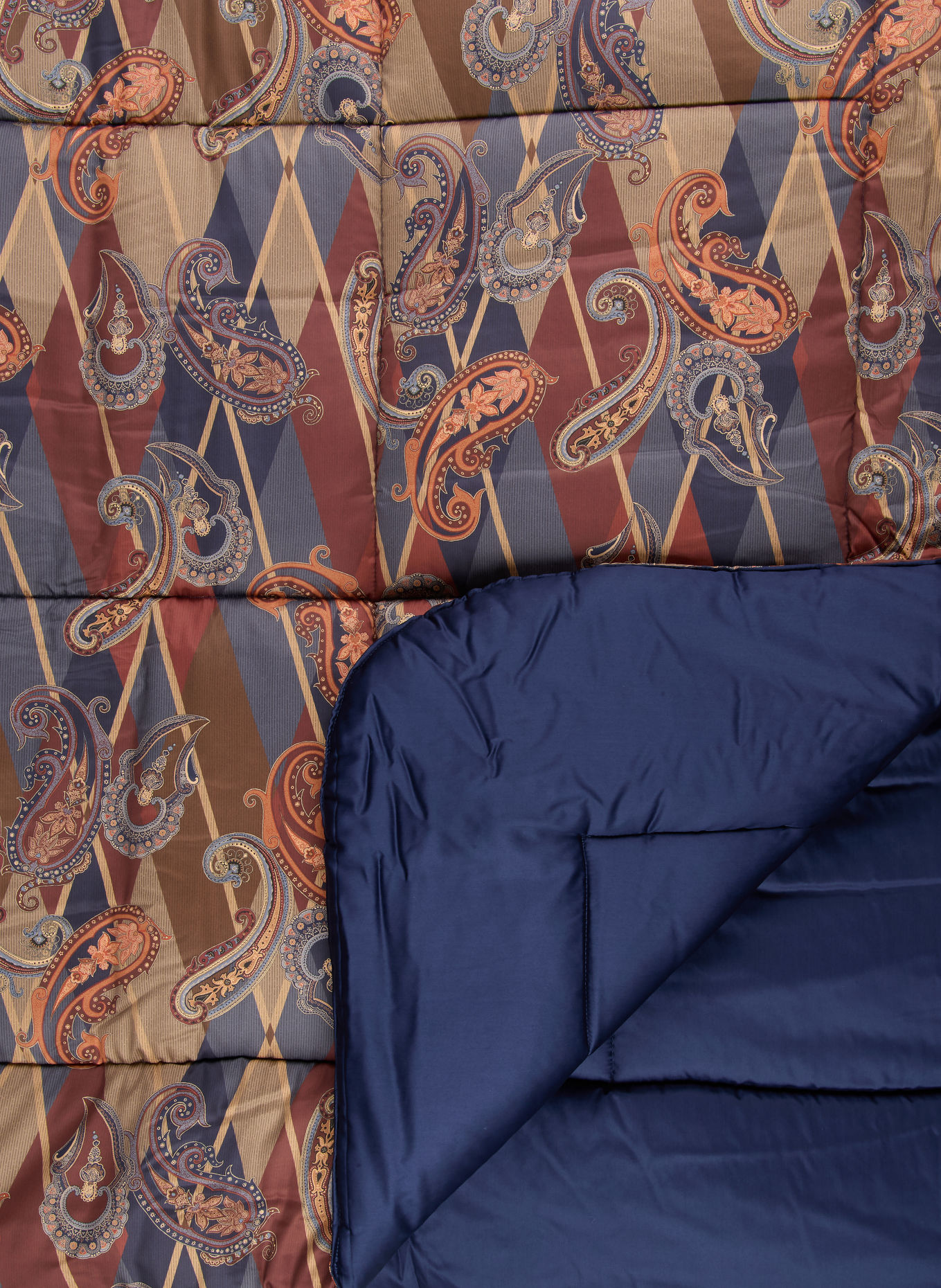 ETRO Home Couvre-lit: BLEU / MARRON CLAIR / ROUGE FONCÉ