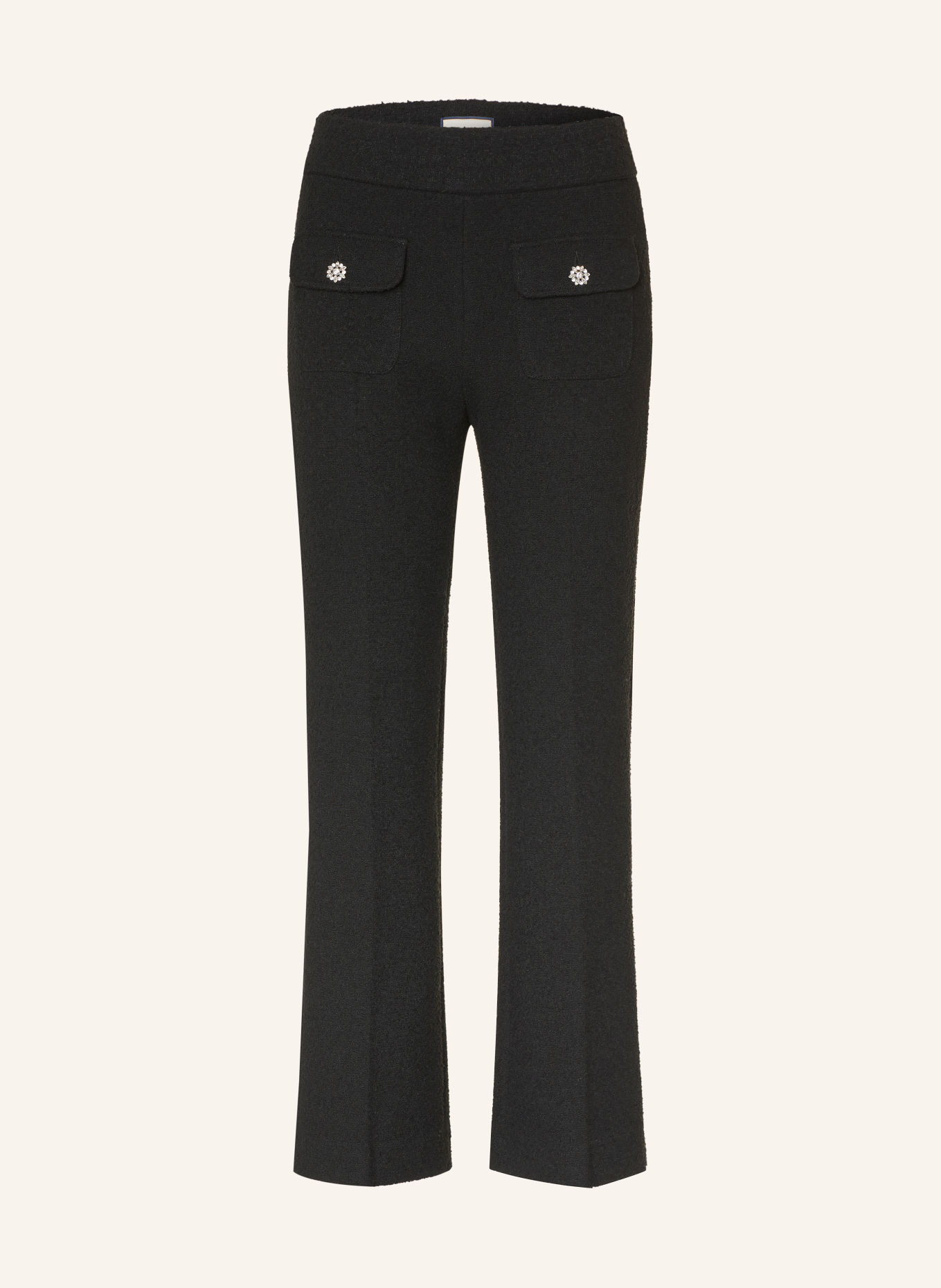 SEDUCTIVE Bouclé-Hose NANETTE mit Schmucksteinen: SCHWARZ