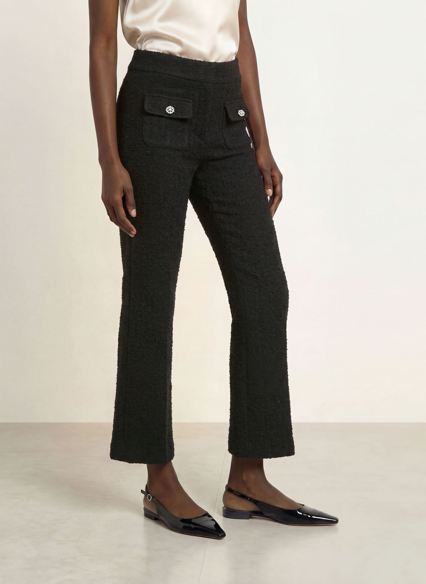 SEDUCTIVE Bouclé-Hose NANETTE mit Schmucksteinen: SCHWARZ