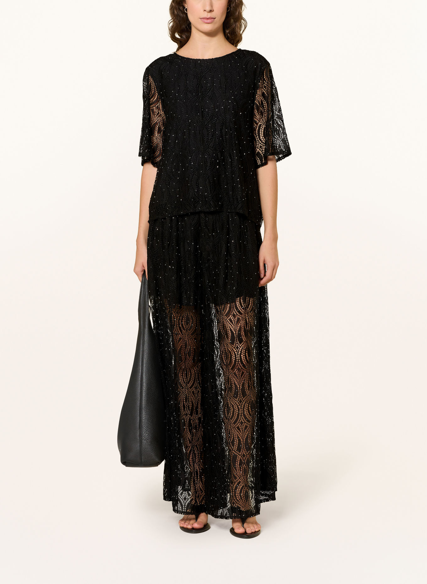 co'couture Blusenshirt ERICACC aus Spitze mit Schmucksteinen: SCHWARZ