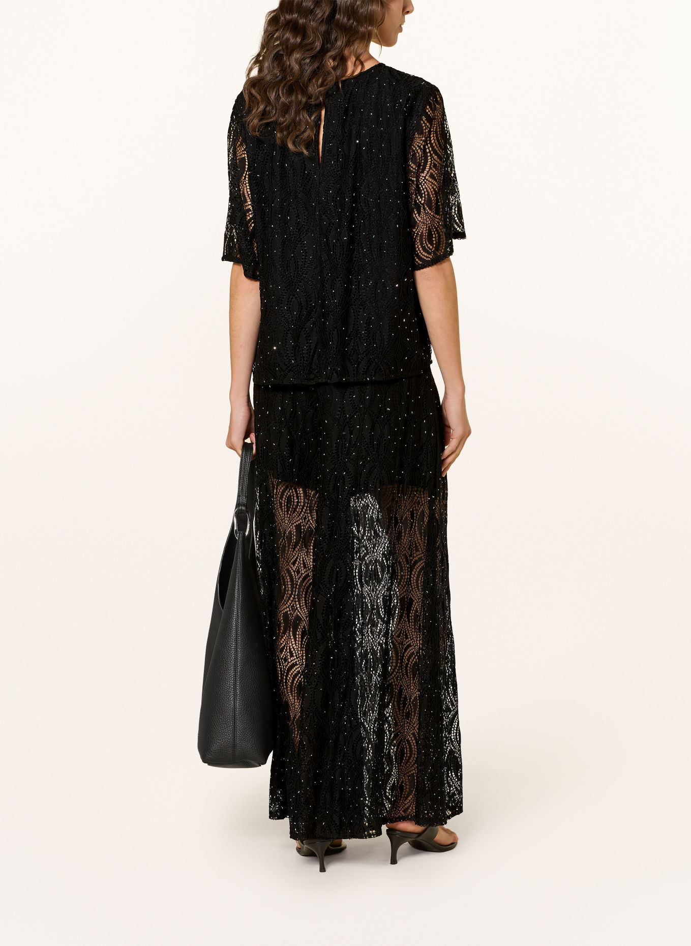 co'couture Blusenshirt ERICACC aus Spitze mit Schmucksteinen: SCHWARZ