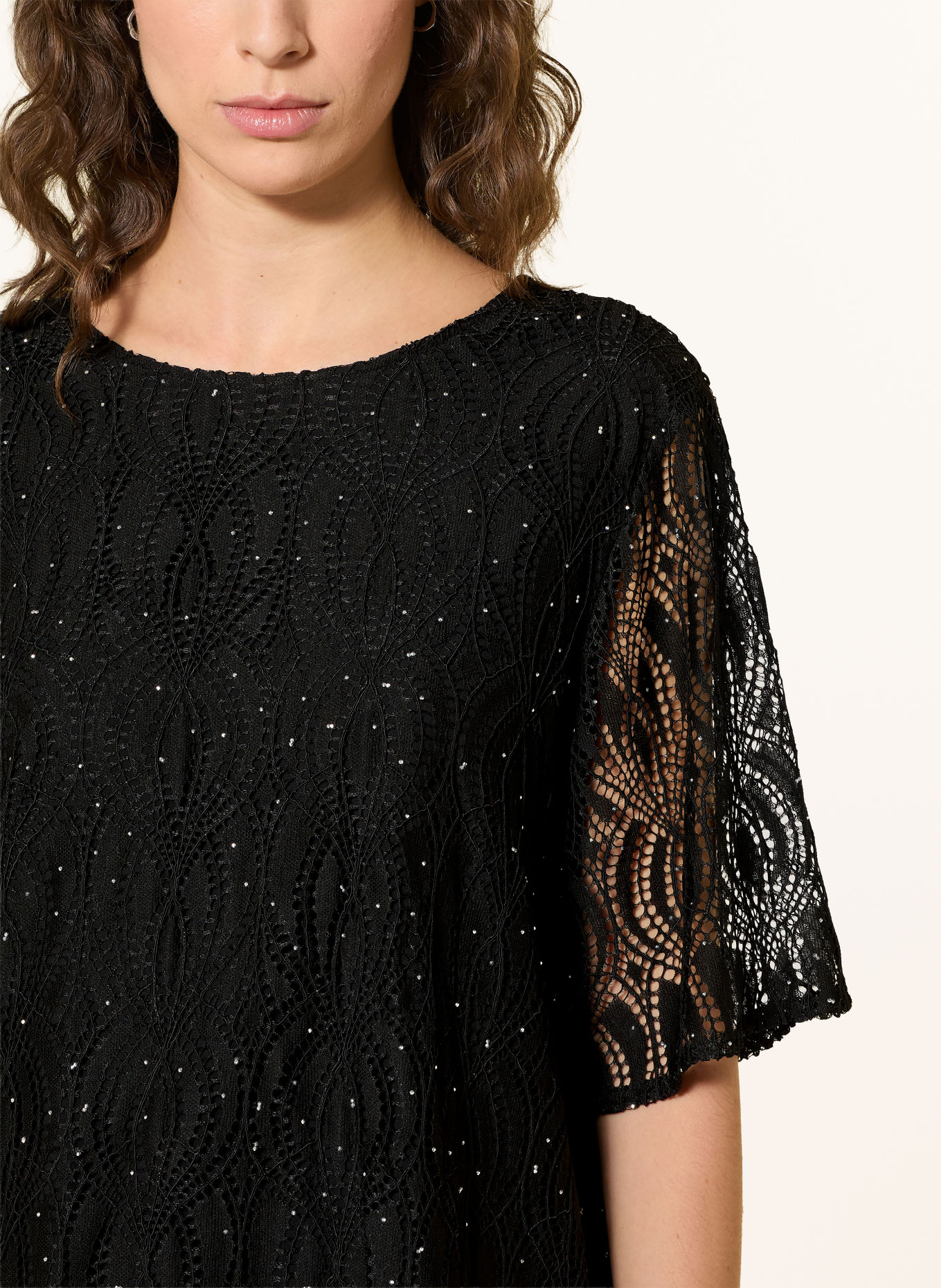 co'couture Blusenshirt ERICACC aus Spitze mit Schmucksteinen: SCHWARZ