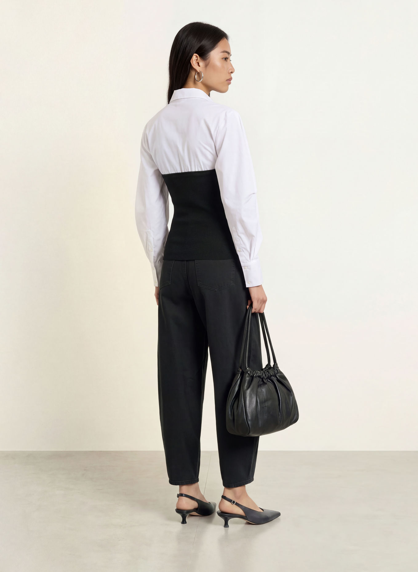 co'couture MERCIACC Blouse in a mix of fabrics: BLACK / WHITE