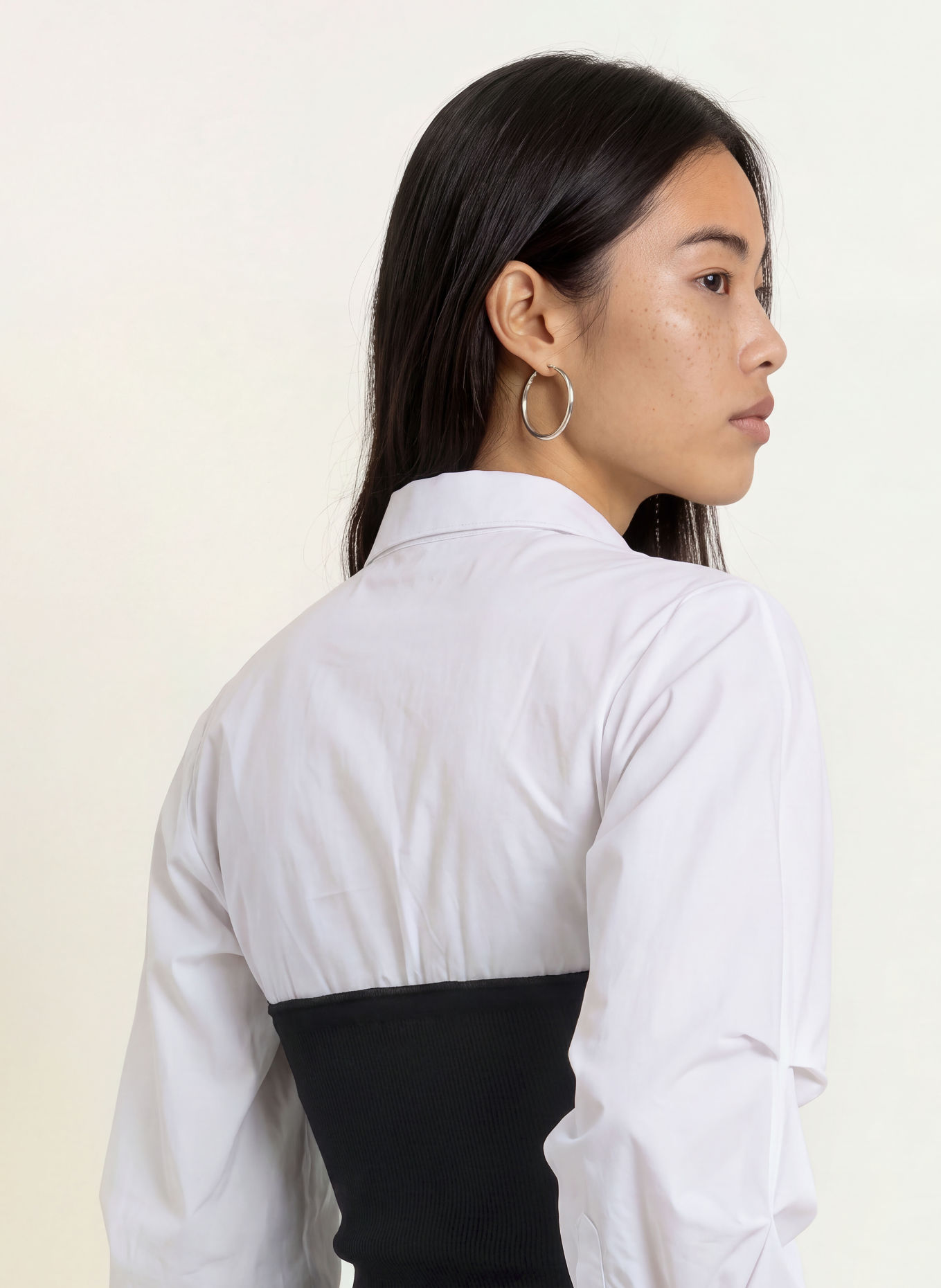 co'couture MERCIACC Blouse in a mix of fabrics: BLACK / WHITE