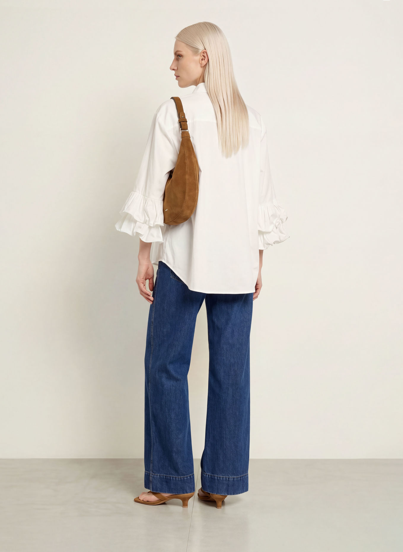 co'couture HALENCC shirt blouse with ruffles and 3/4 sleeves: WHITE