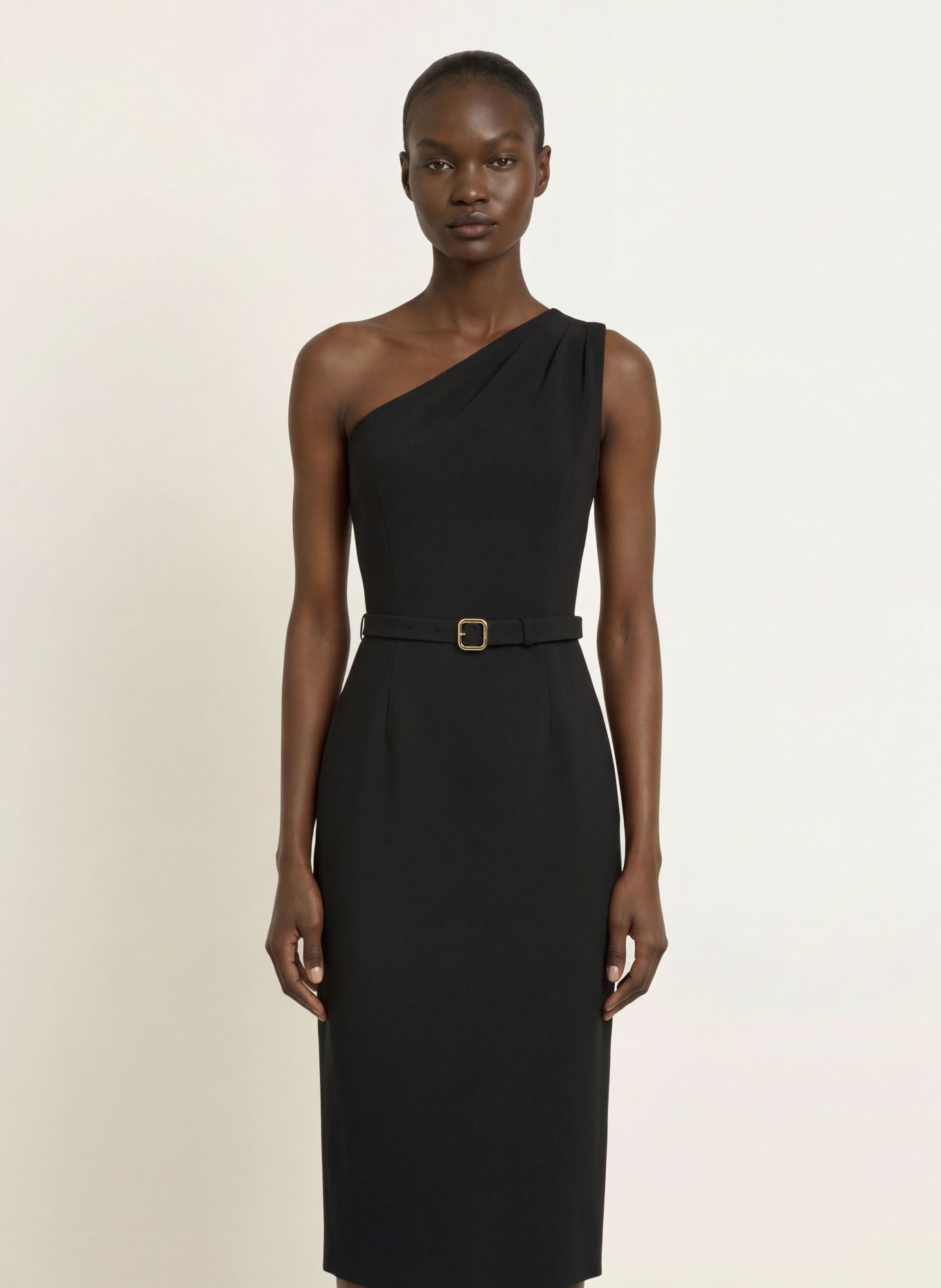 HUGO One-Shoulder-Kleid KAHMAR: SCHWARZ