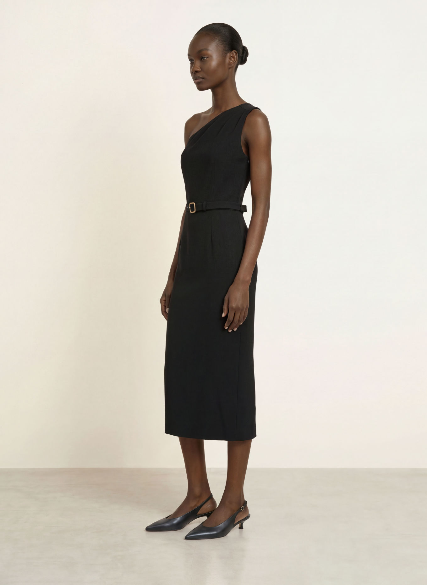 HUGO One-Shoulder-Kleid KAHMAR: SCHWARZ