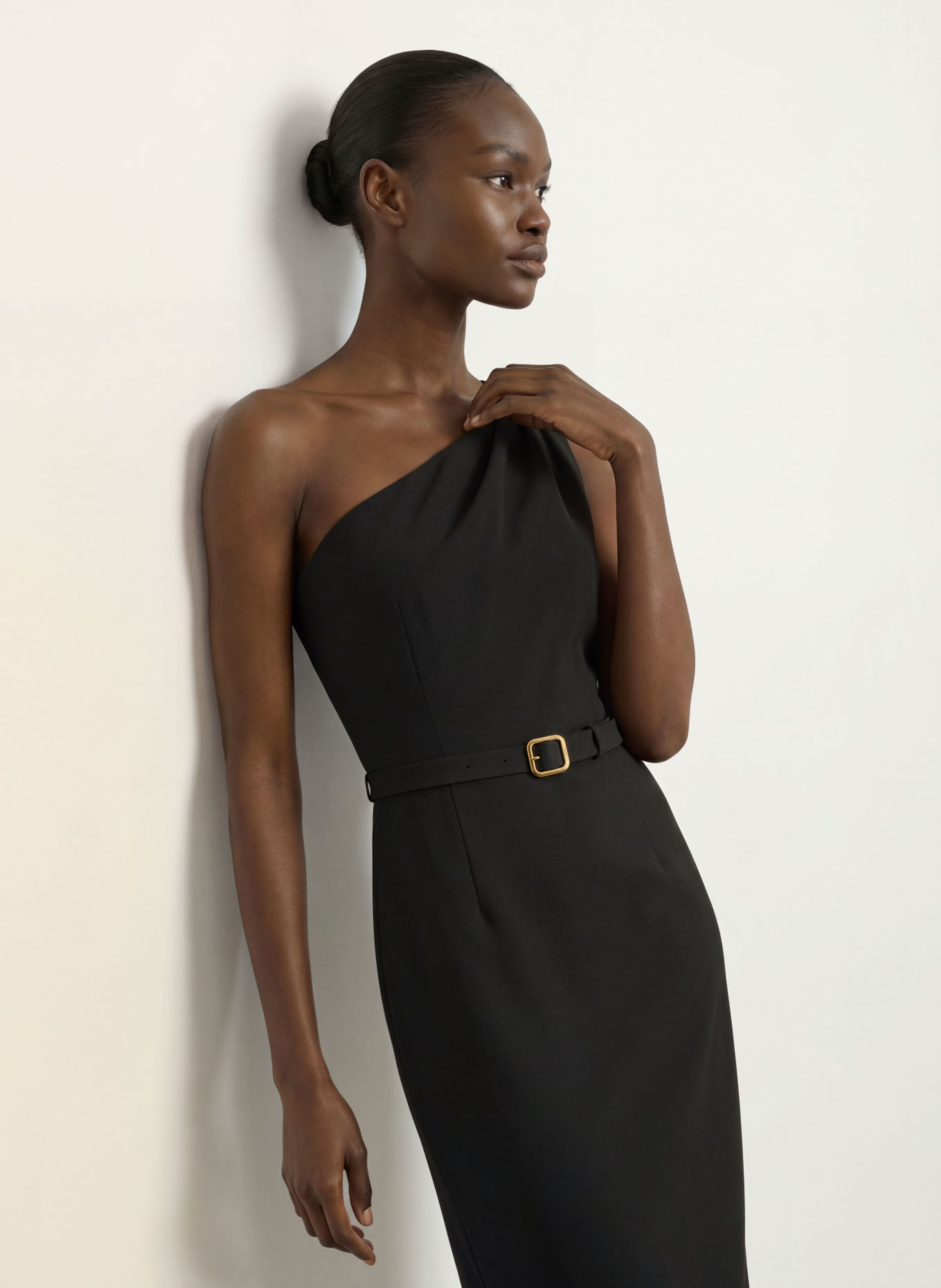 HUGO One-Shoulder-Kleid KAHMAR: SCHWARZ