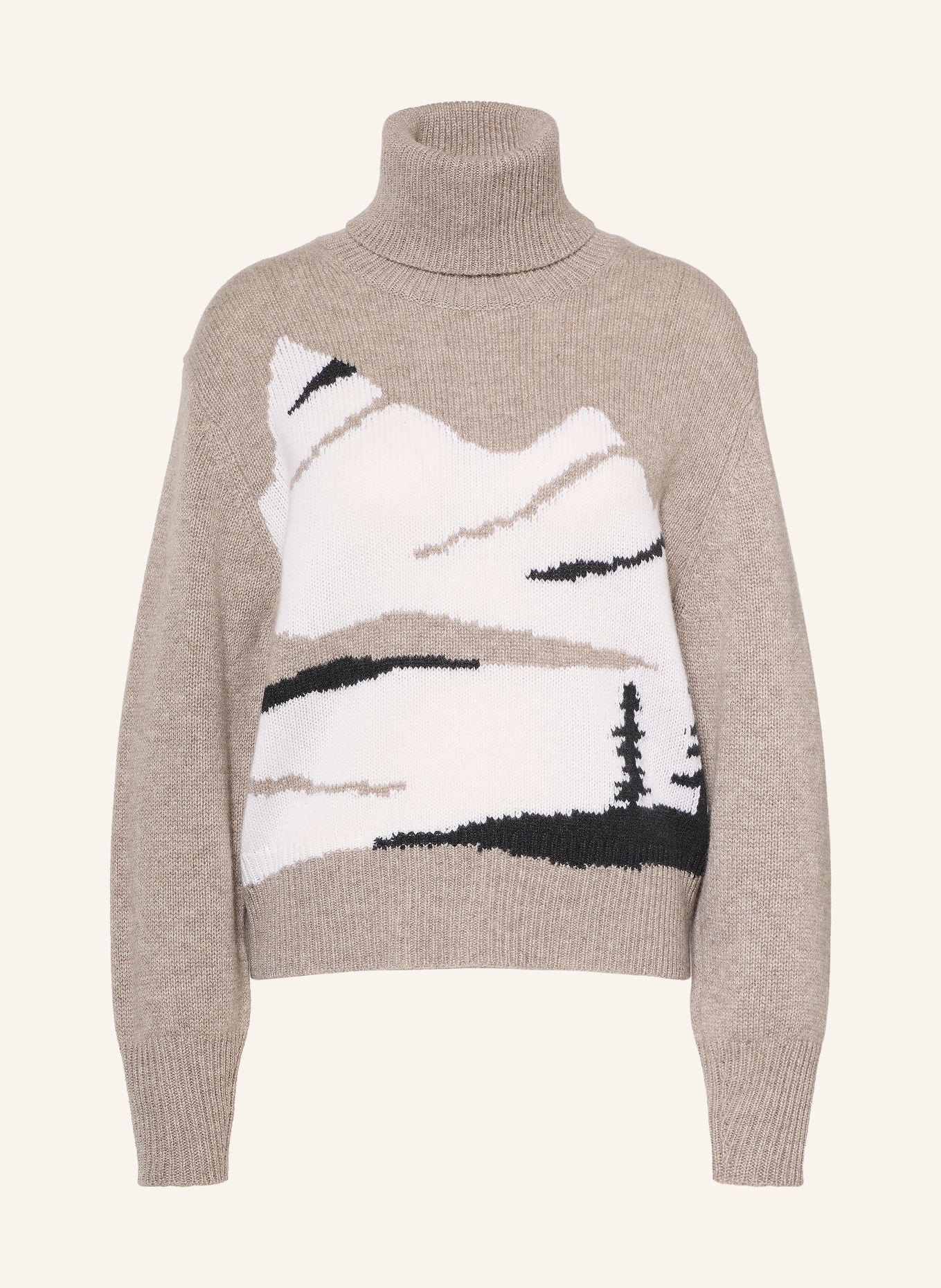 FTC CASHMERE Cashmere turtleneck sweater: TAUPE / ECRU / BLACK