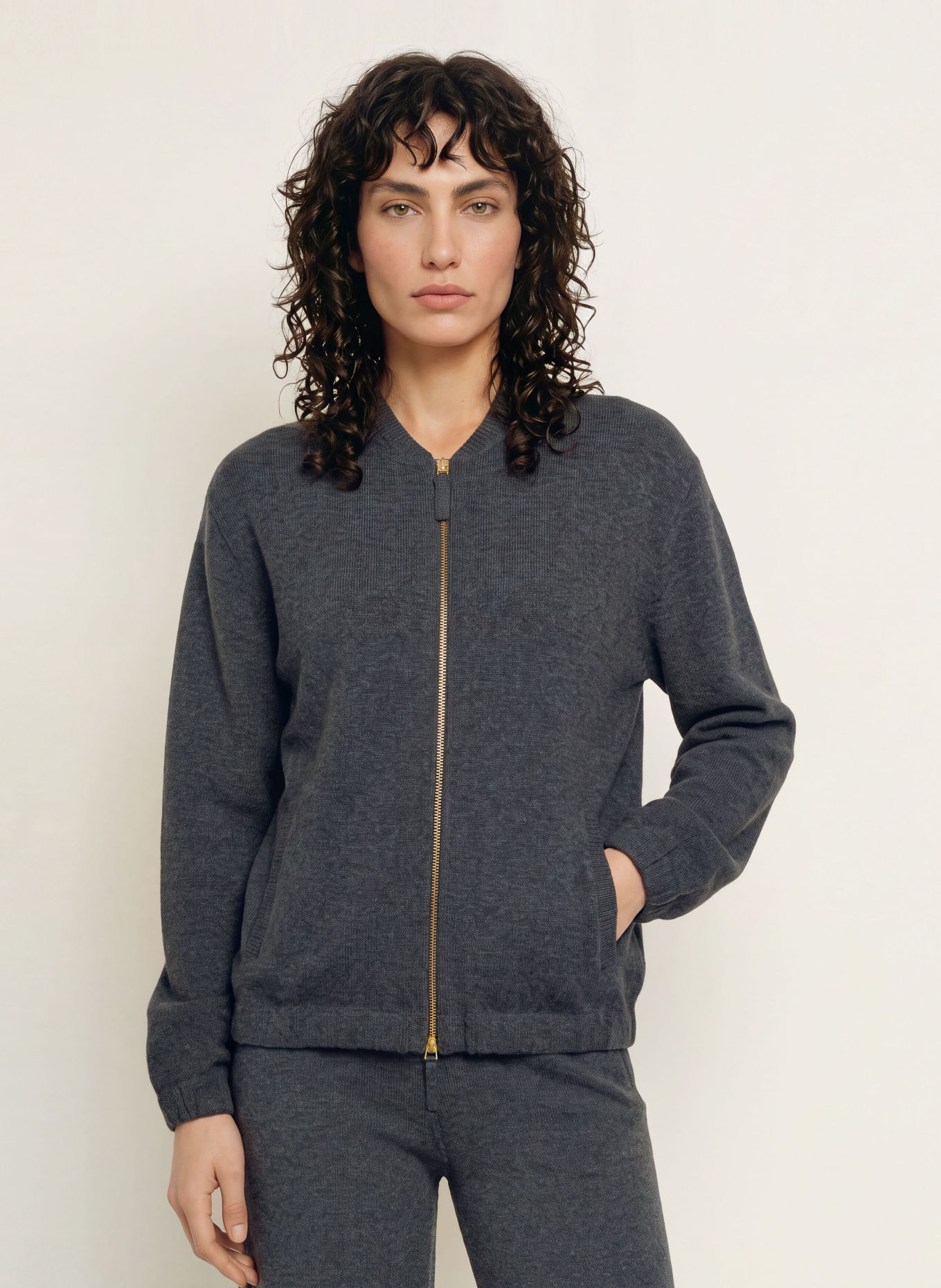 FTC CASHMERE Strickjacke: DUNKELGRAU