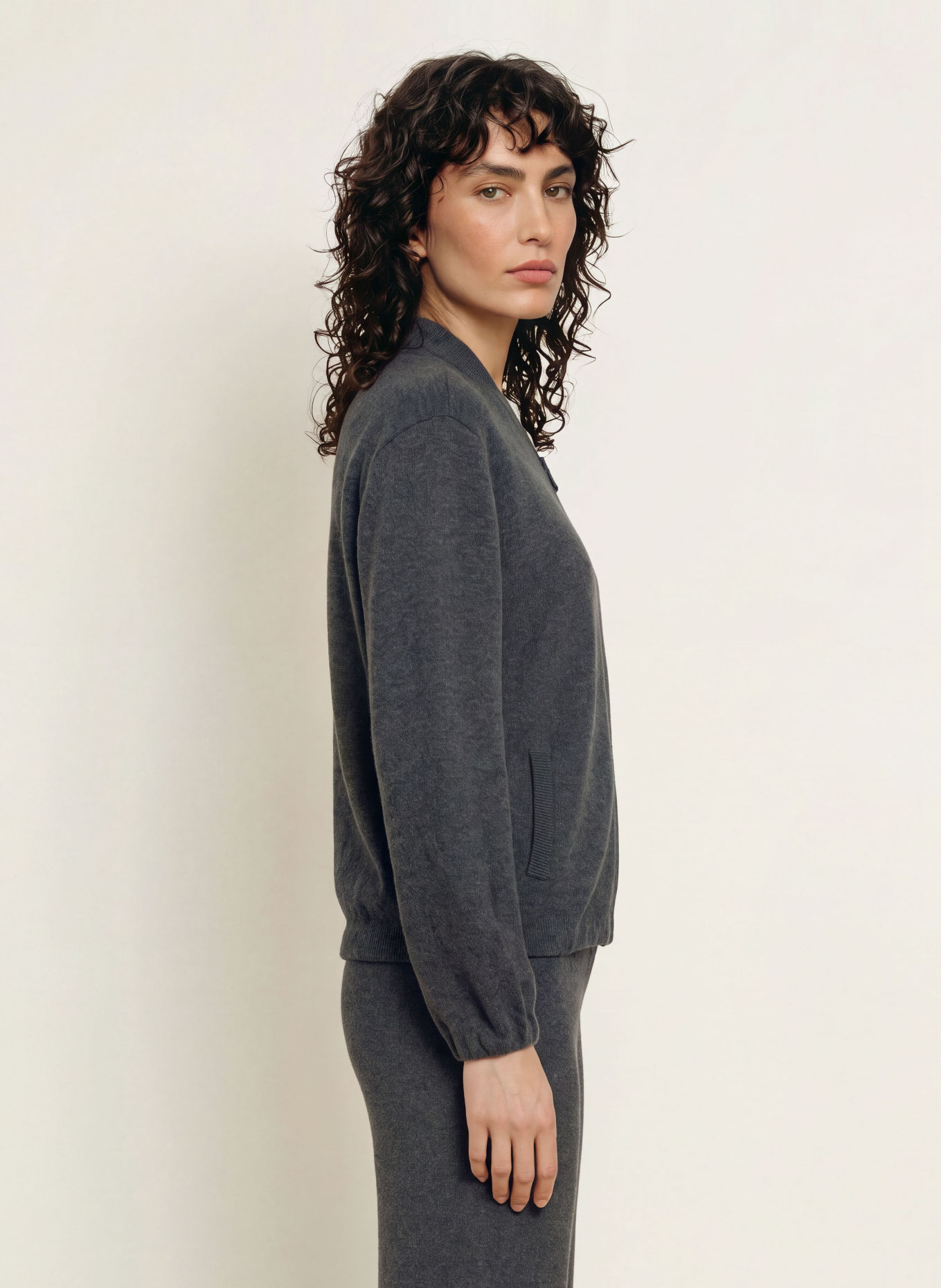 FTC CASHMERE Strickjacke: DUNKELGRAU
