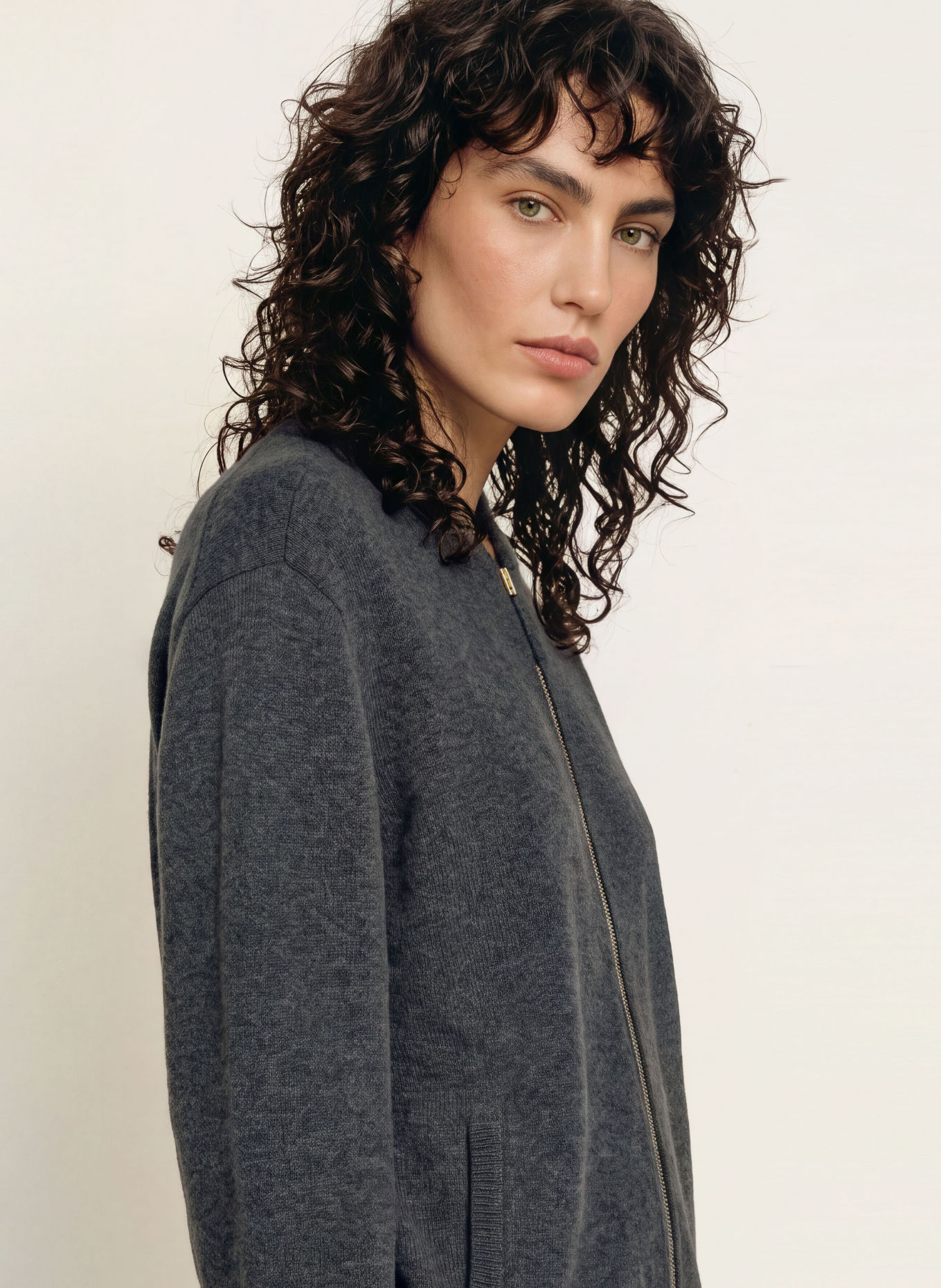 FTC CASHMERE Strickjacke: DUNKELGRAU