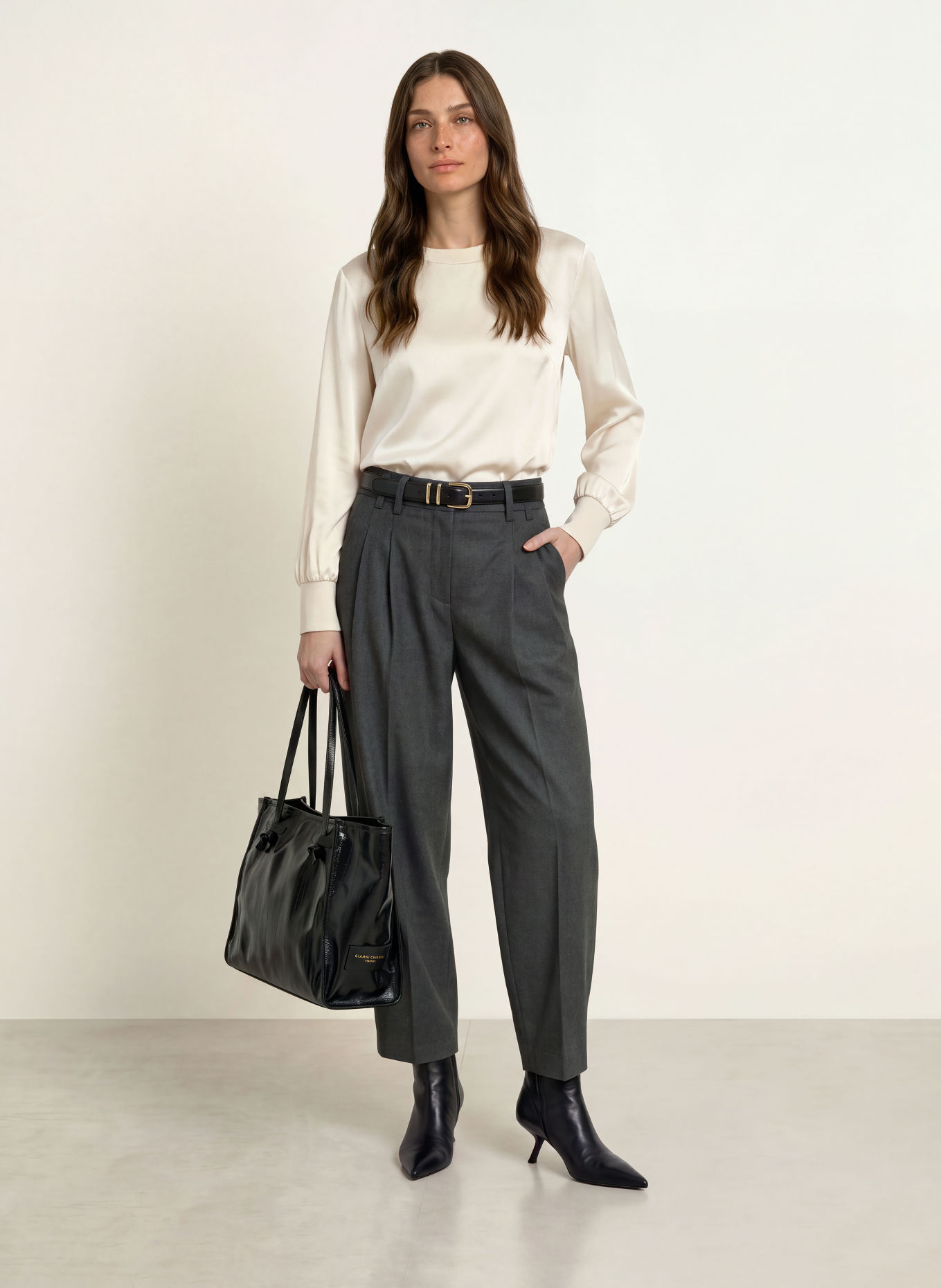 HERZENS ELENA Shirt blouse with Silk: ECRU