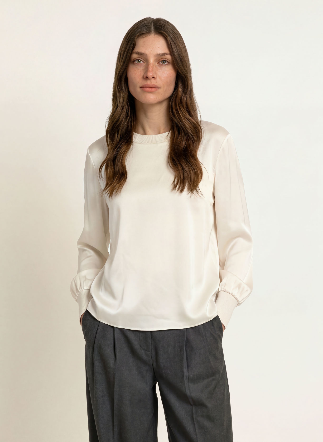 HERZENS ELENA Shirt blouse with Silk: ECRU