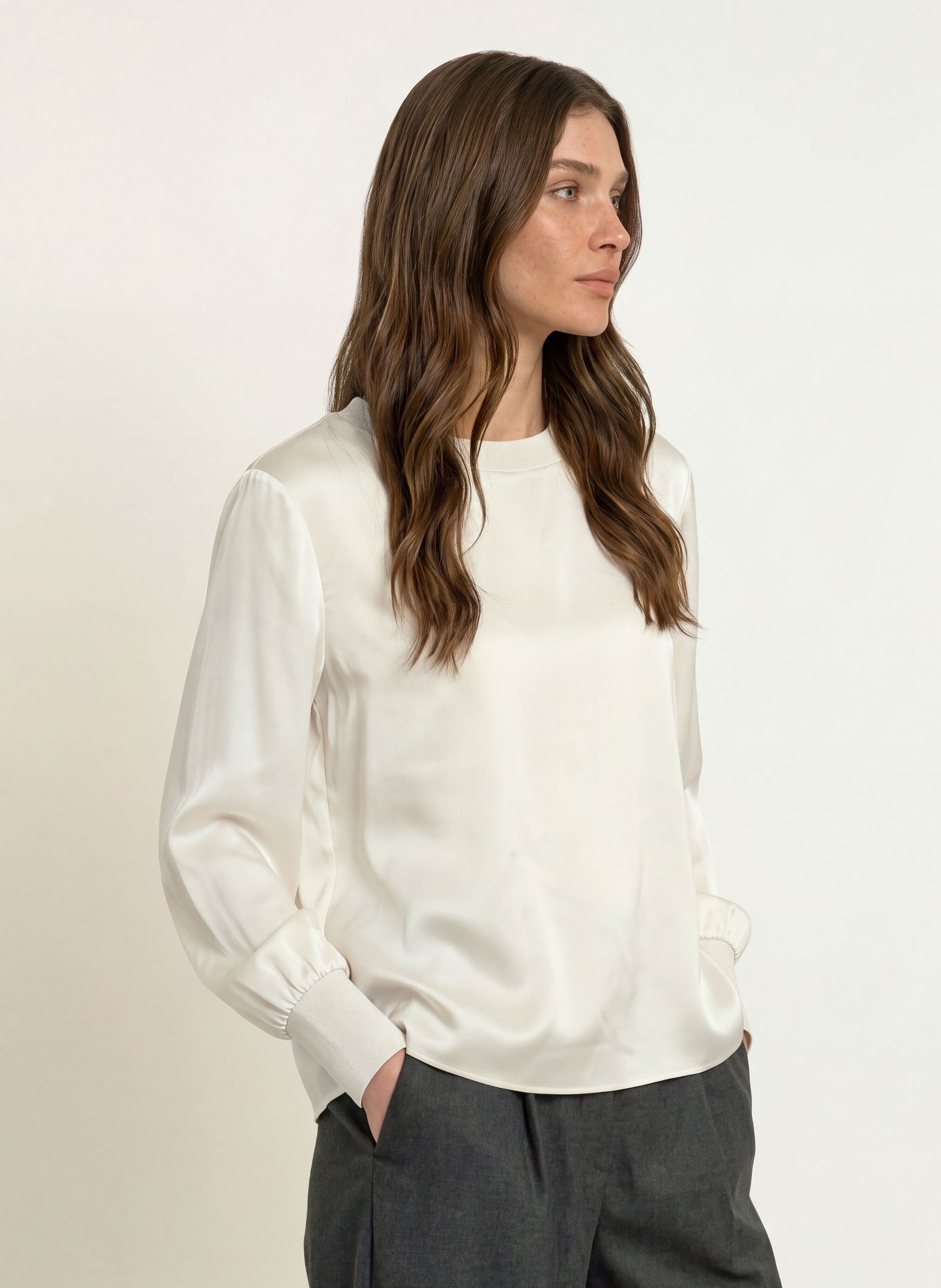 HERZENS ELENA Shirt blouse with Silk: ECRU