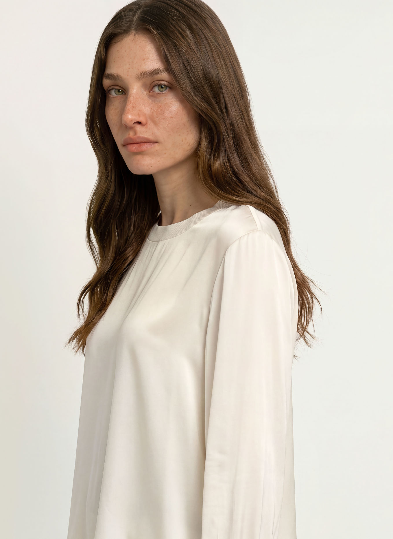 HERZENS ELENA Shirt blouse with Silk: ECRU