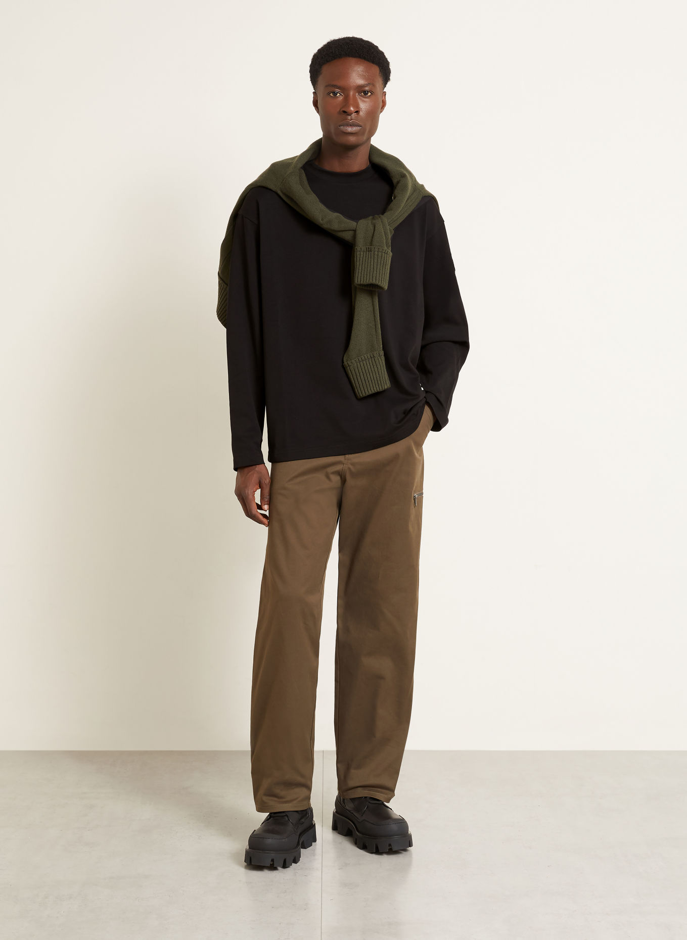 MONCLER Long-sleeve shirt: BLACK / GRAY / WHITE