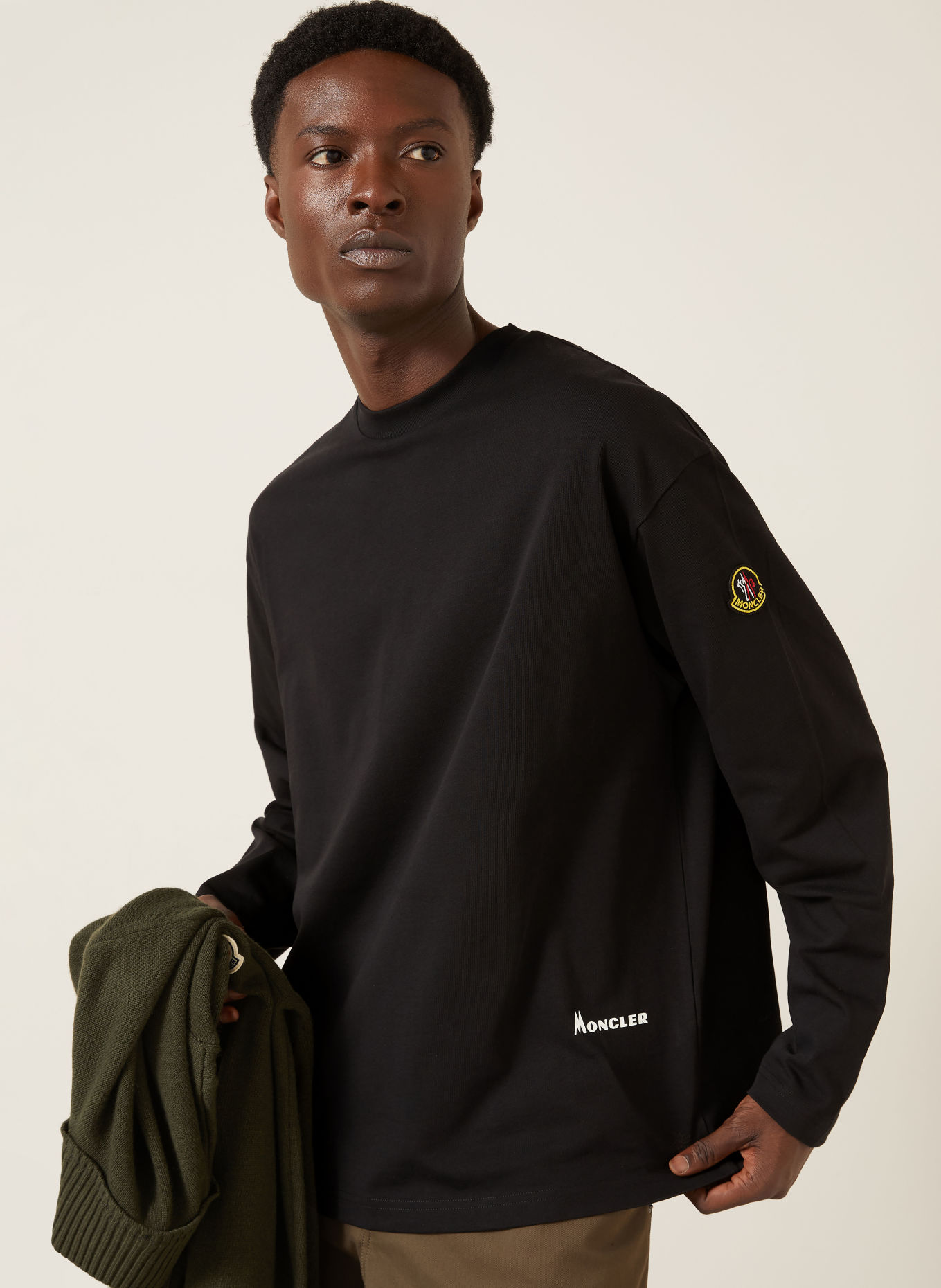 MONCLER Long-sleeve shirt: BLACK / GRAY / WHITE