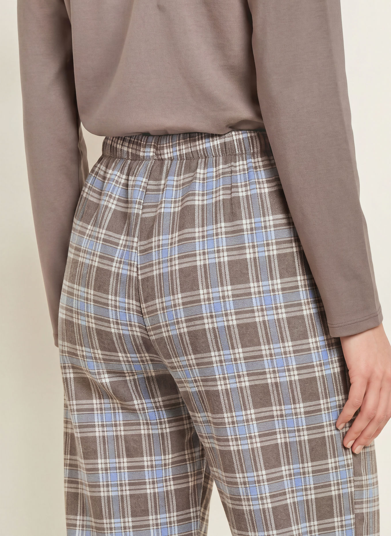 CALIDA ALPINE M&M Pajama bottoms: TAUPE / LIGHT BLUE / WHITE