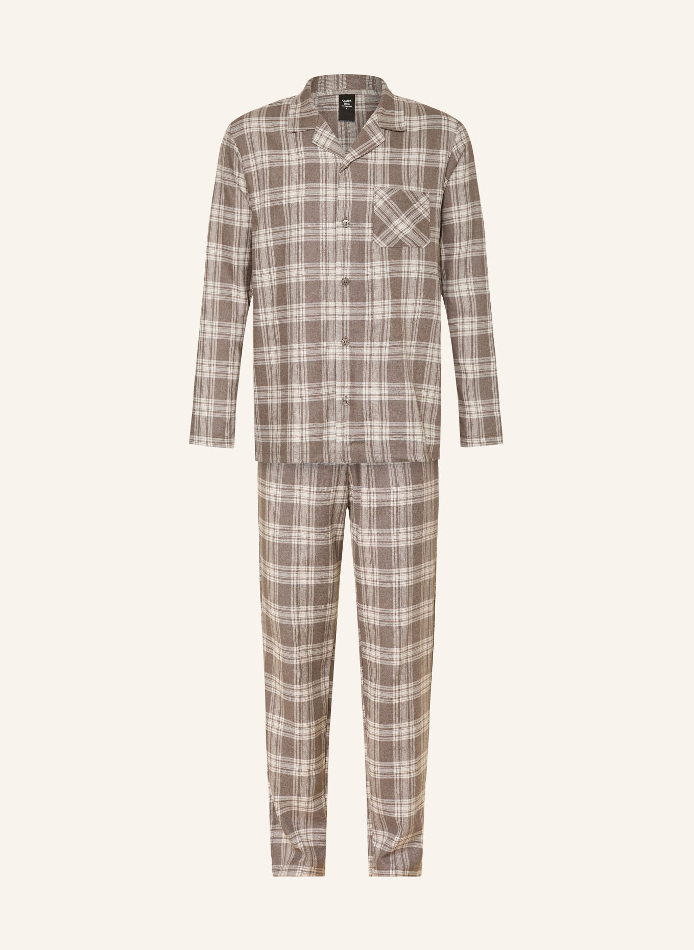 CALIDA RELAX FLANNEL MOOD flannel pajamas: BROWN