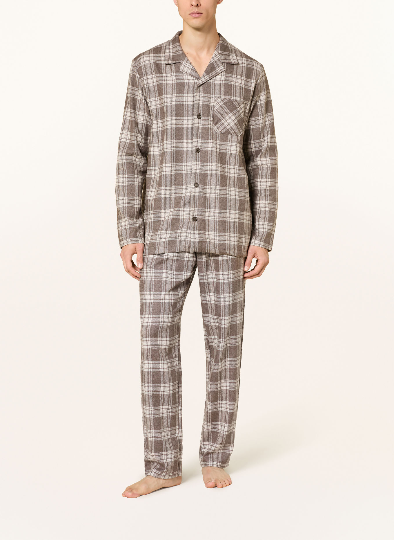 CALIDA RELAX FLANNEL MOOD flannel pajamas: BROWN