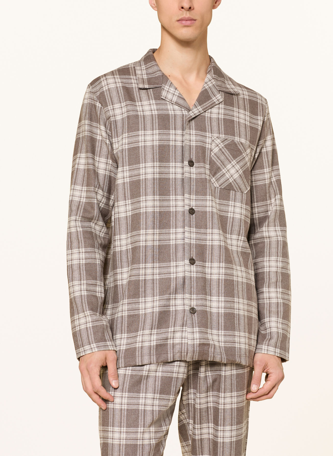 CALIDA RELAX FLANNEL MOOD flannel pajamas: BROWN