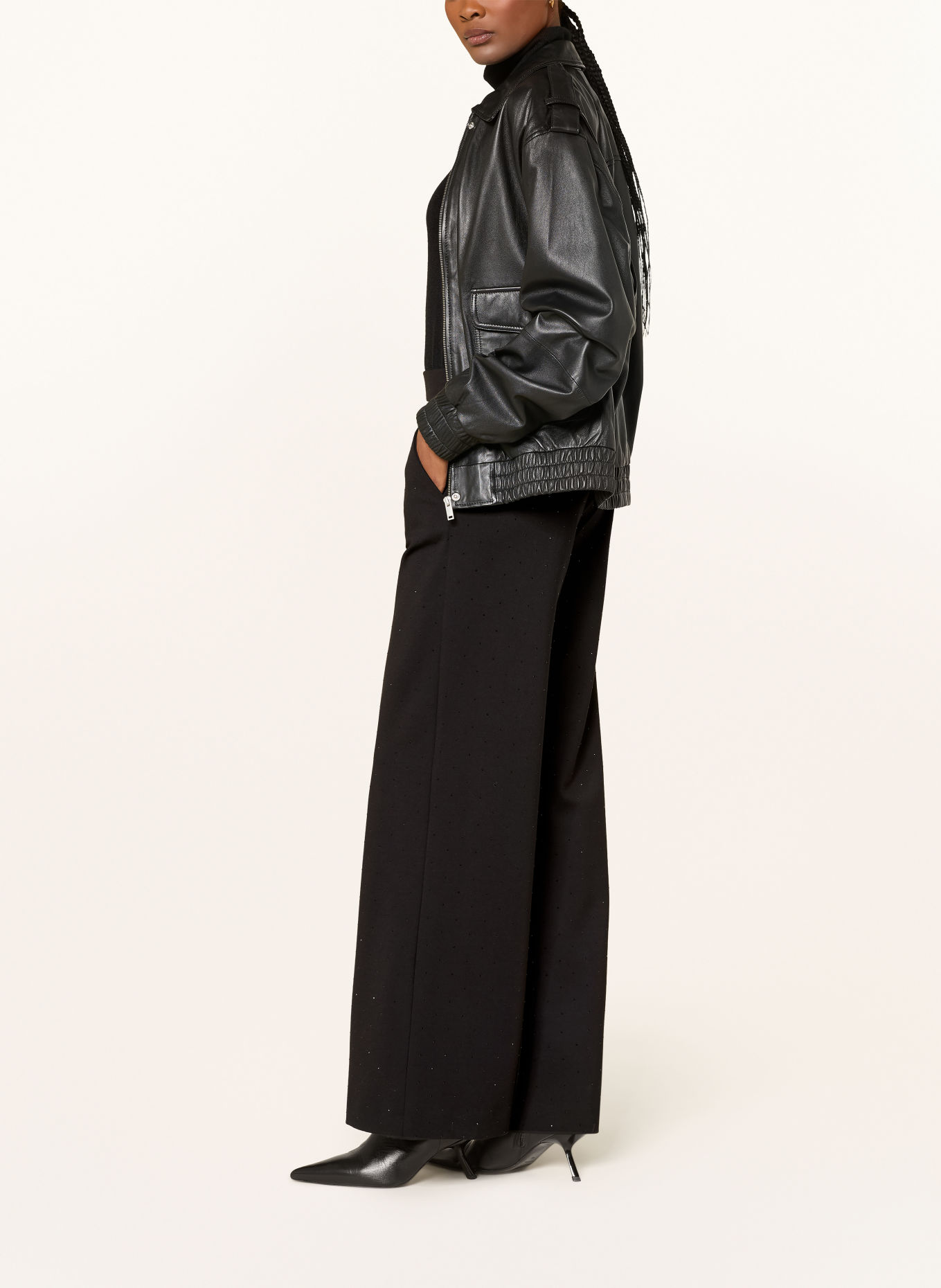 SEDUCTIVE Marlenehose NALEY aus Jersey mit Schmucksteinen: SCHWARZ