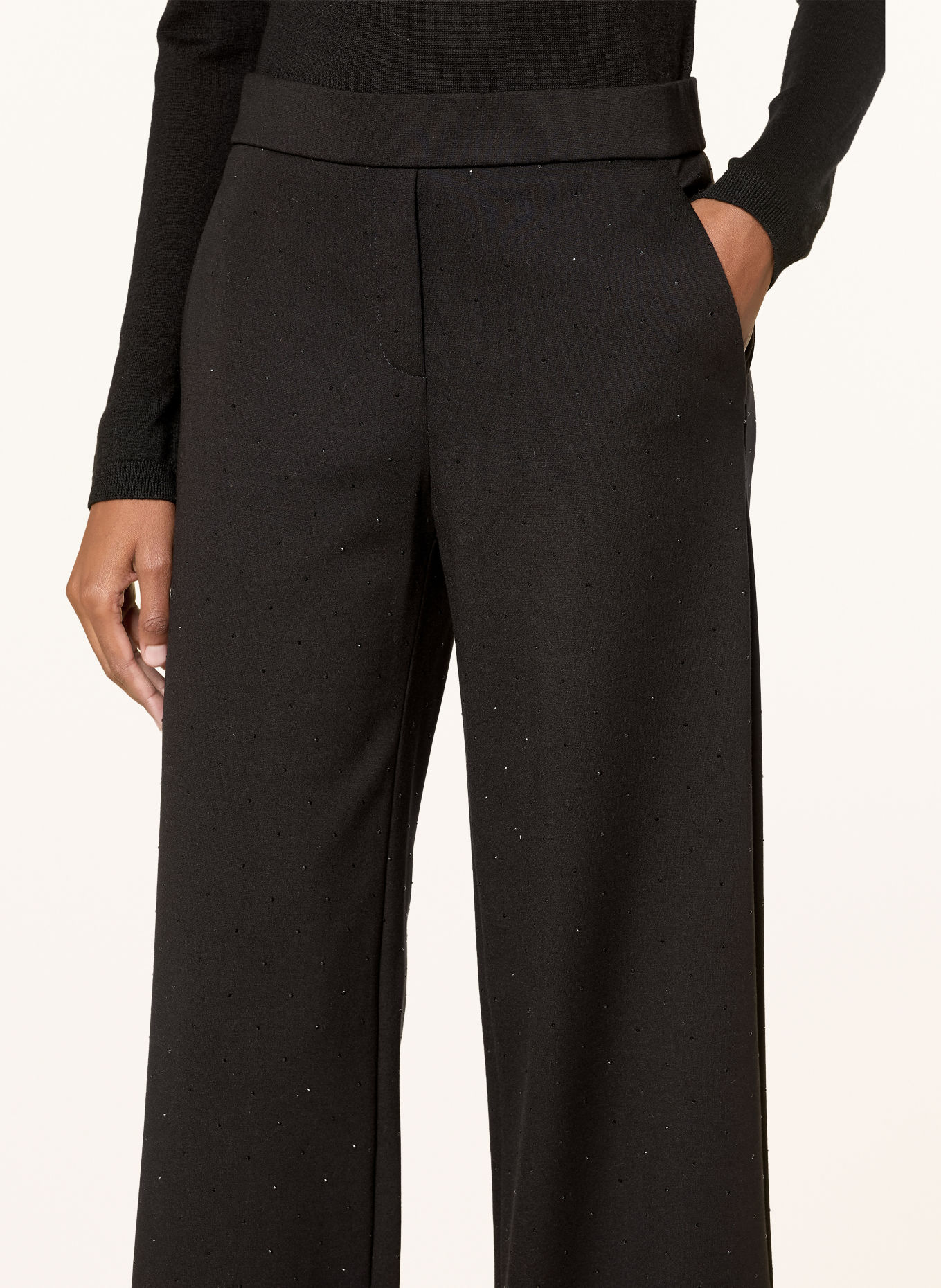 SEDUCTIVE Marlenehose NALEY aus Jersey mit Schmucksteinen: SCHWARZ