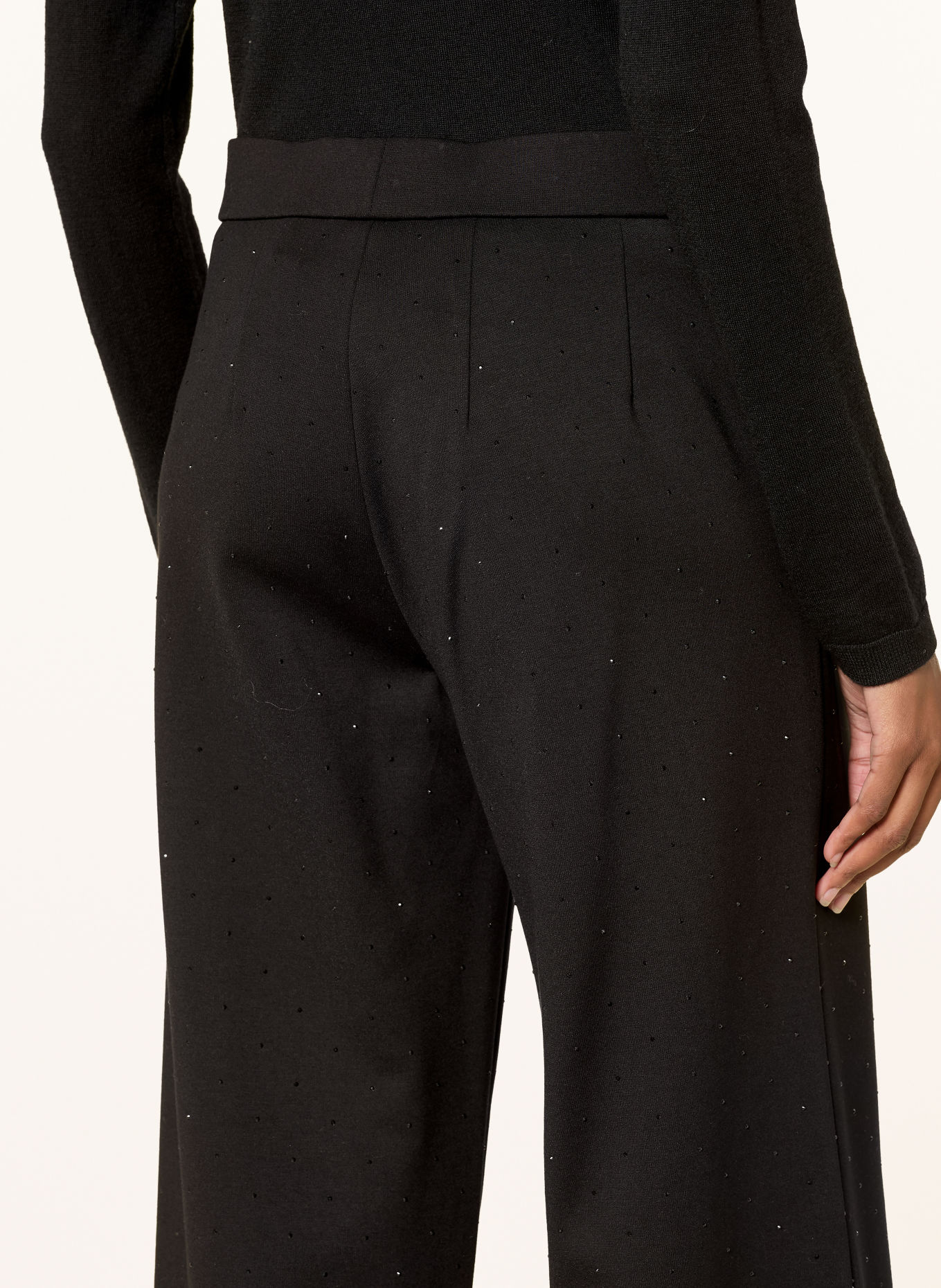 SEDUCTIVE Marlenehose NALEY aus Jersey mit Schmucksteinen: SCHWARZ