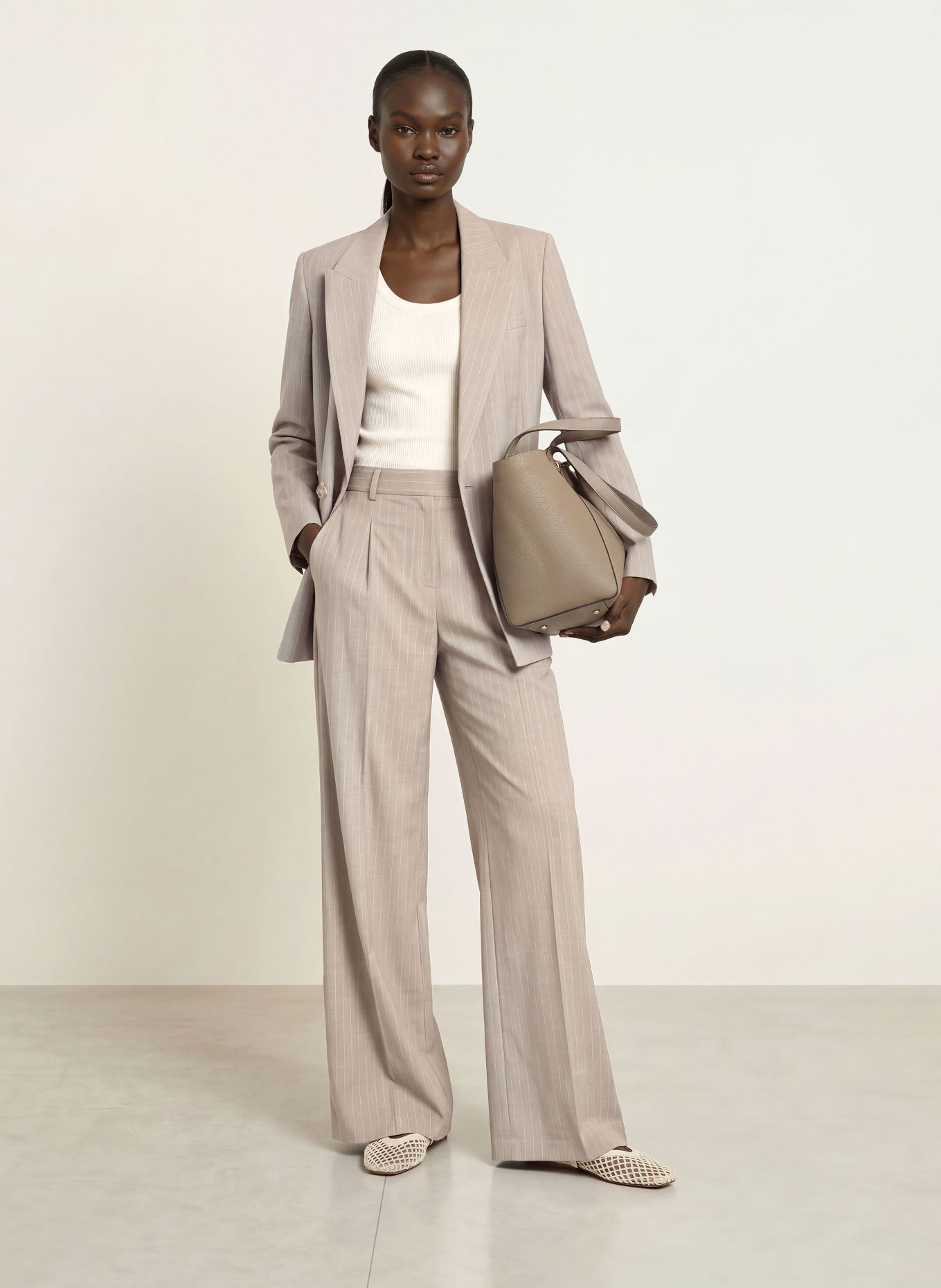 BOSS TIANA wide-leg trousers: BEIGE