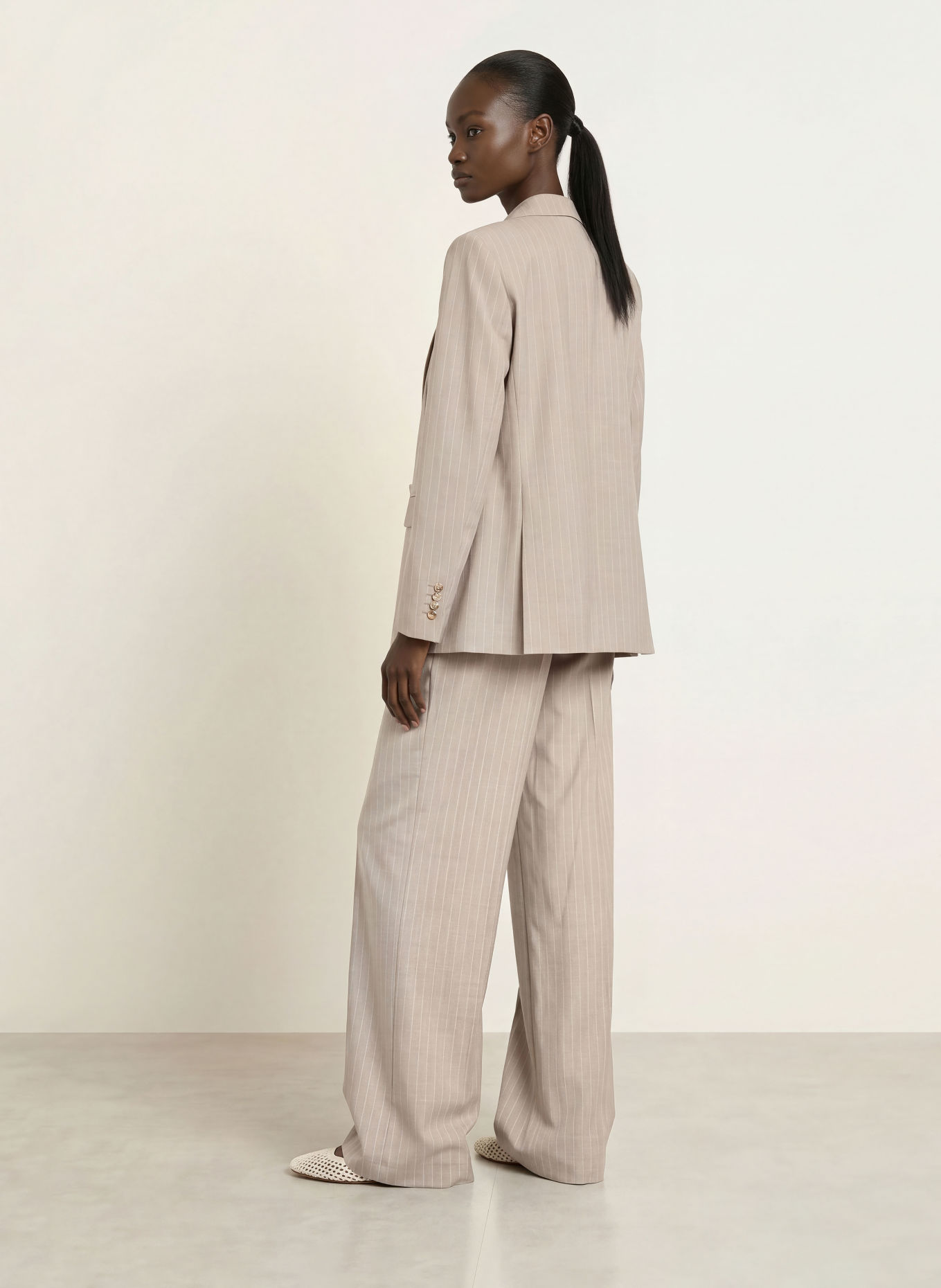 BOSS TIANA wide-leg trousers: BEIGE