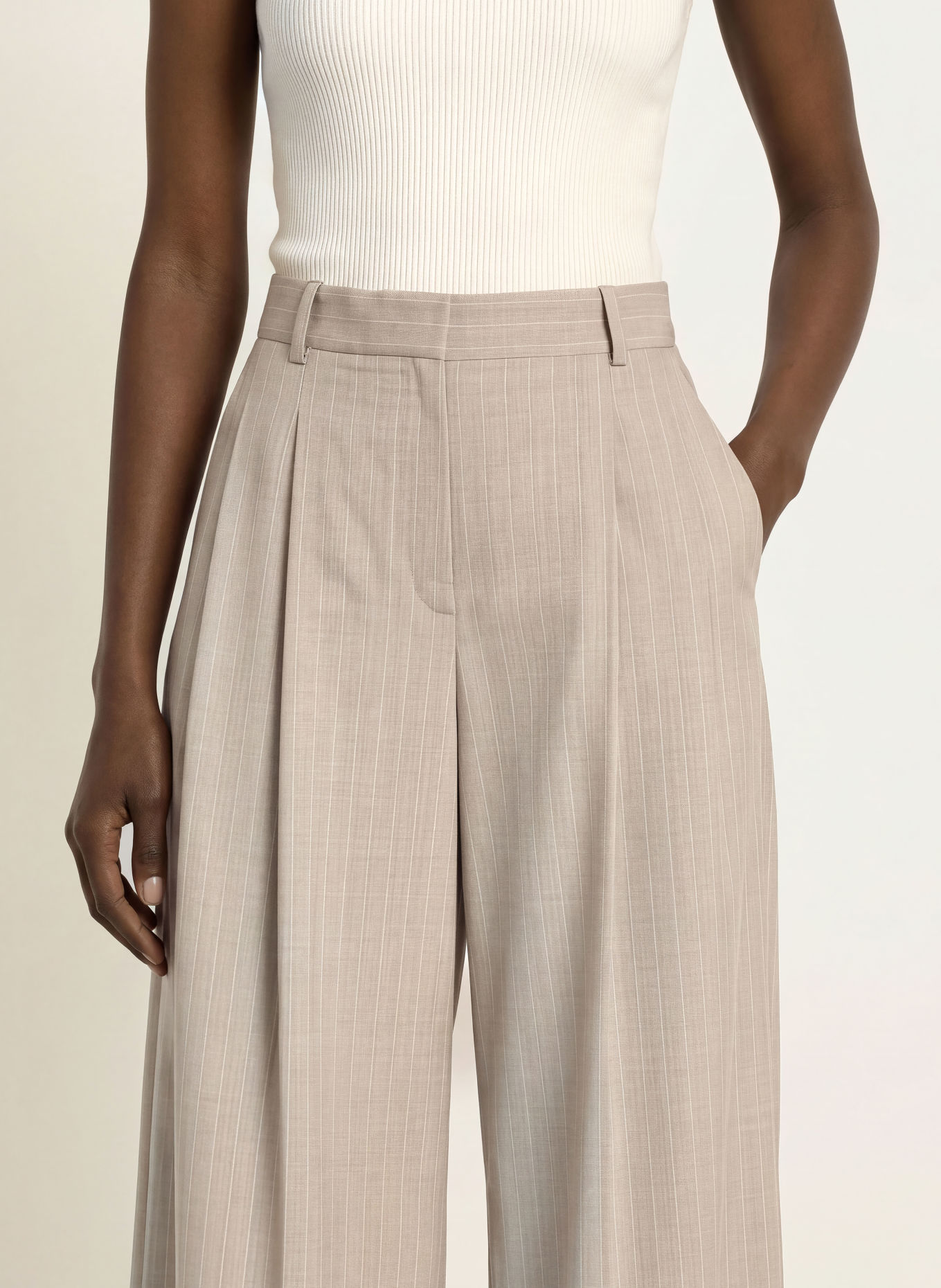 BOSS TIANA wide-leg trousers: BEIGE