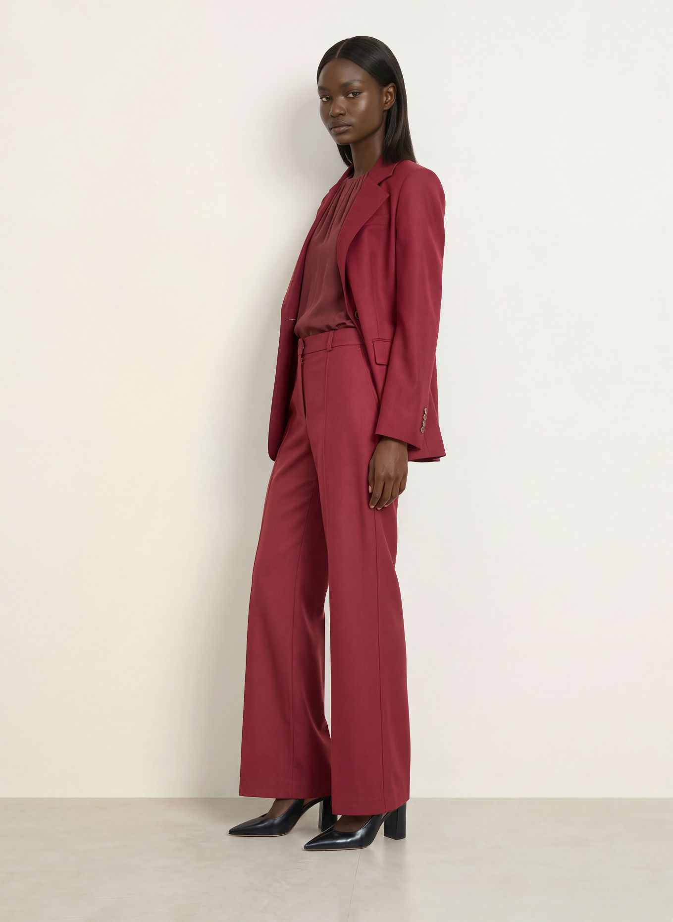 BOSS Pantalon palazzo TOALA: ROUGE FONCÉ