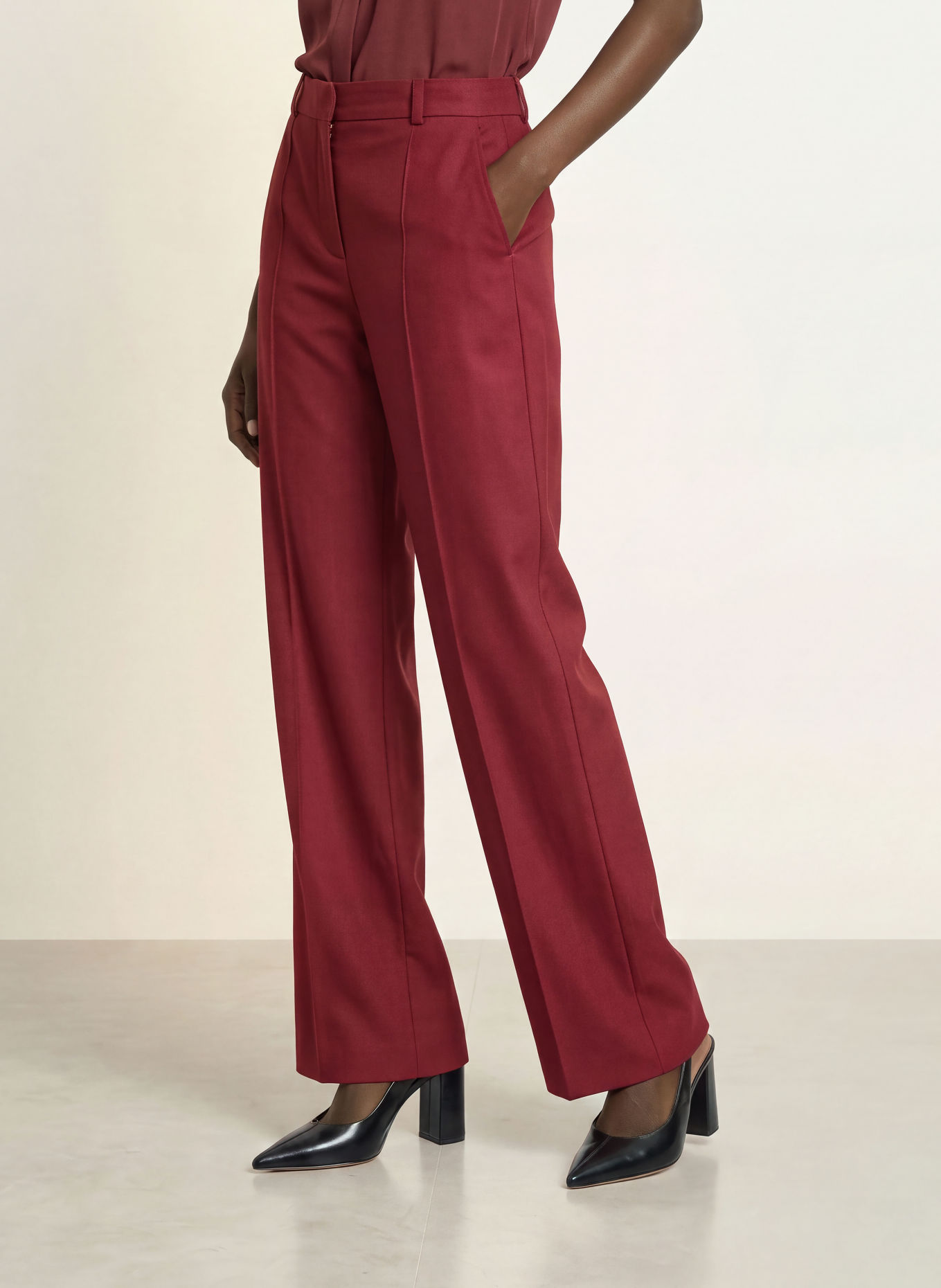 BOSS Pantalon palazzo TOALA: ROUGE FONCÉ
