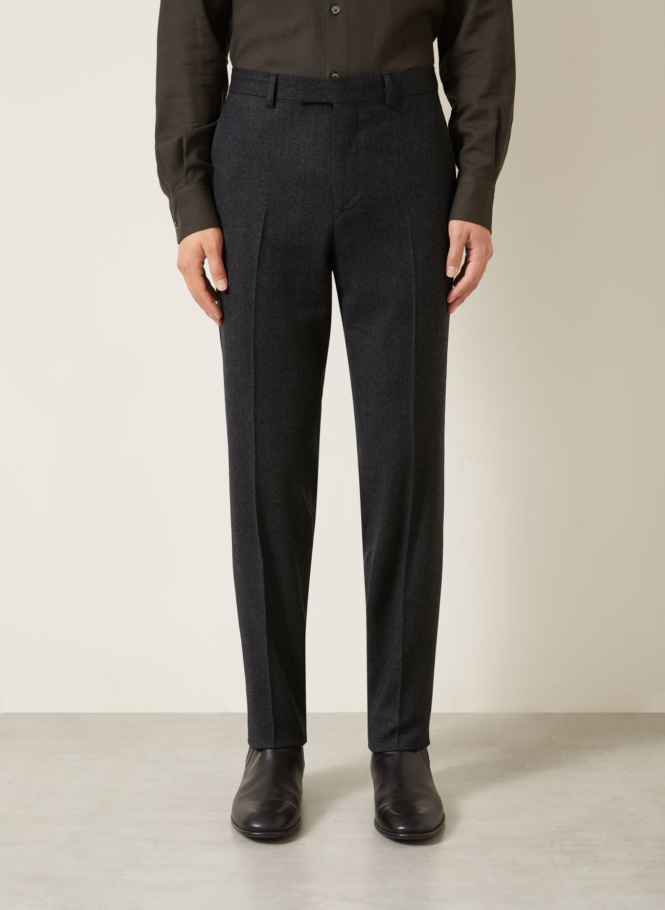 ZEGNA Extra Slim Fit Flannel Pants: DARK GRAY