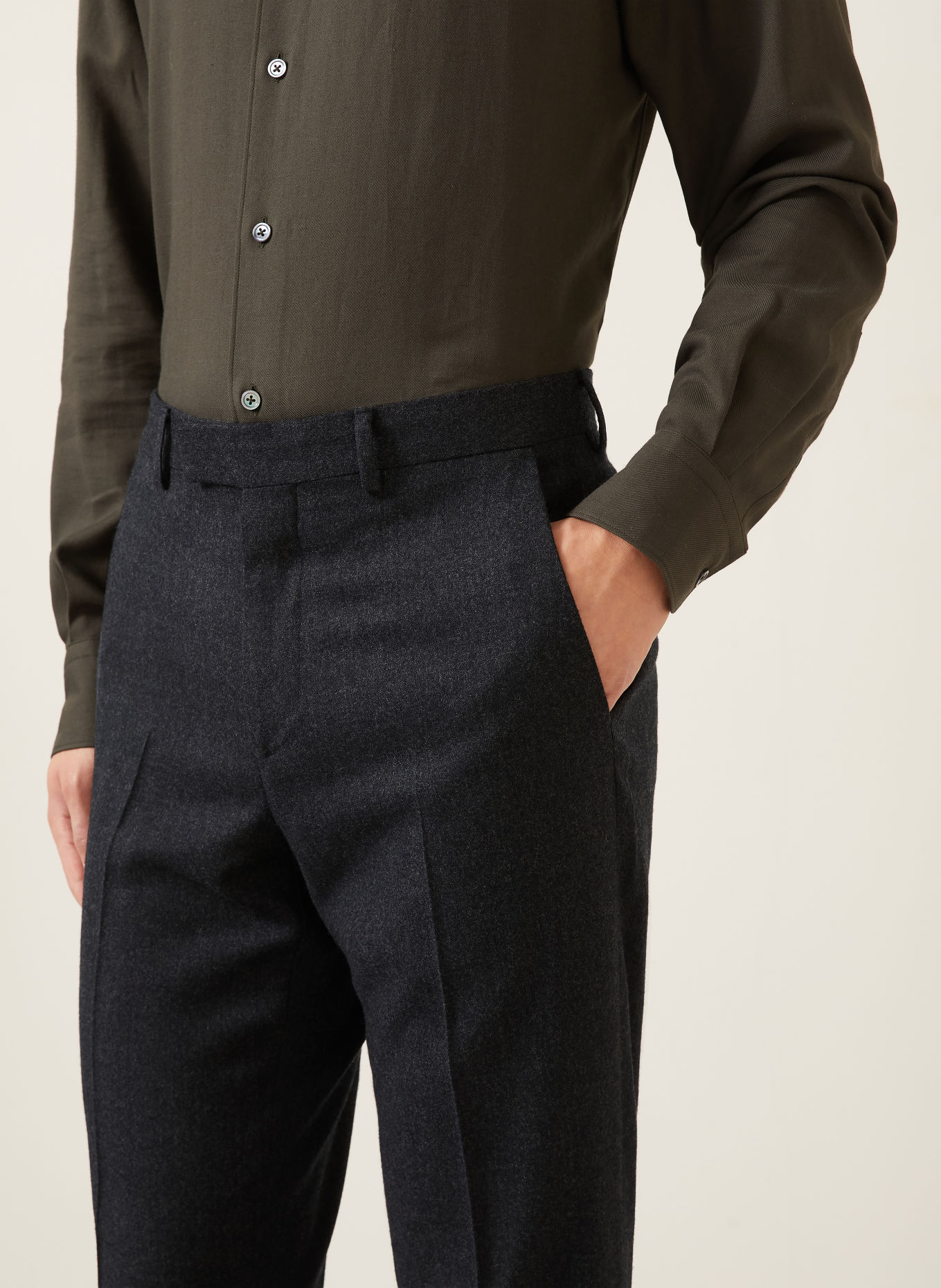 ZEGNA Extra Slim Fit Flannel Pants: DARK GRAY